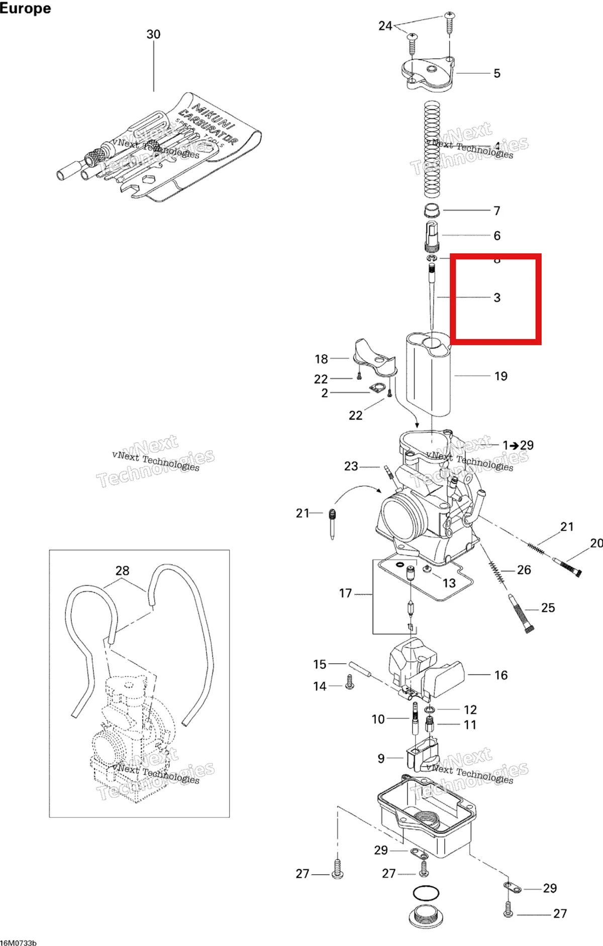 Деталь 404162066 (Деталь Jet Needle J8-6ehy02-59) на схеме узла 2007 Ski-Doo MX Z 440X Racing Carburetor Europe