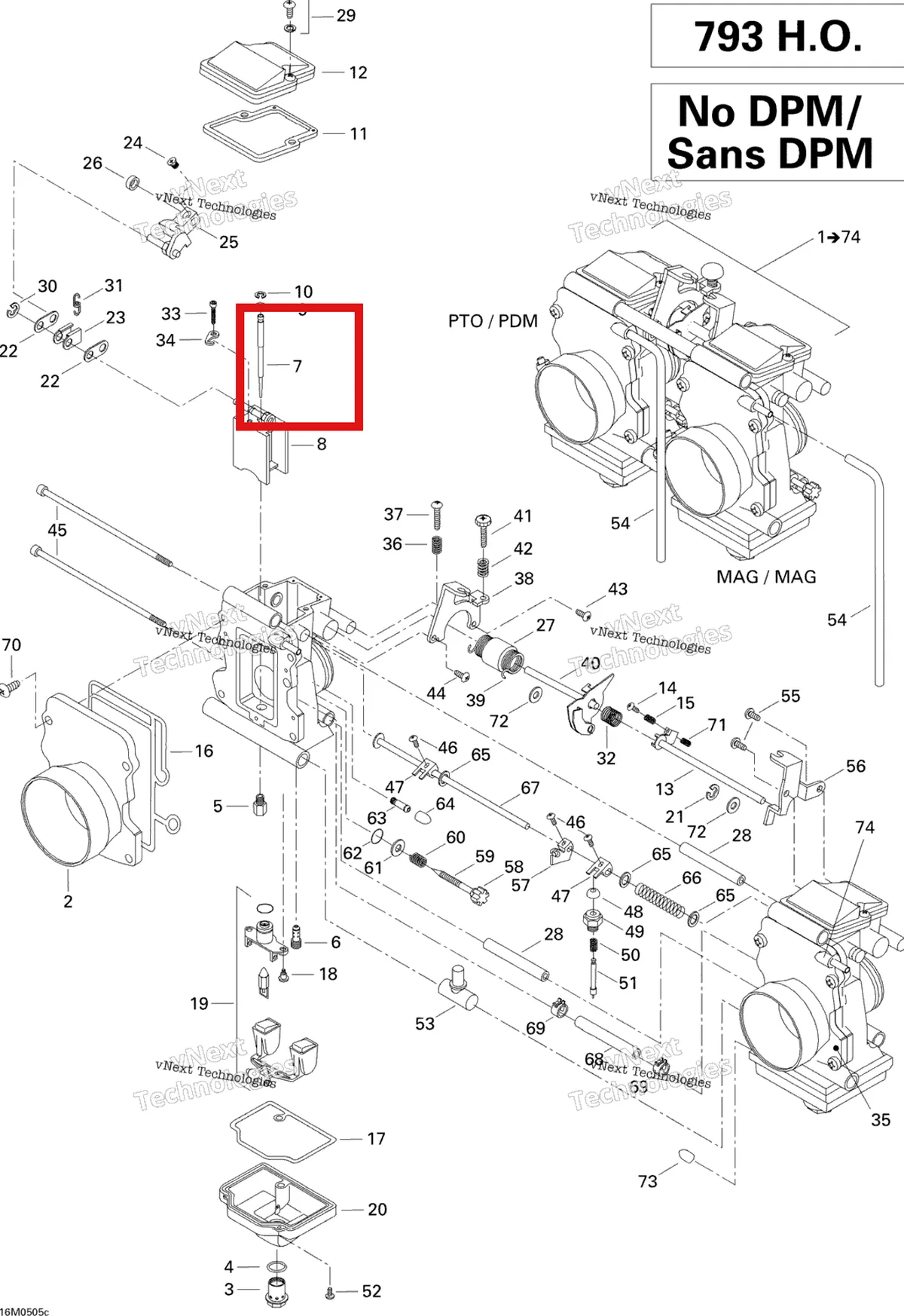 Деталь 404162069 (Деталь Jet Needle 9dgi16-58) на схеме узла 2005 Ski-Doo MX Z 800 HO Adrenaline & X Carburetor No Dpm