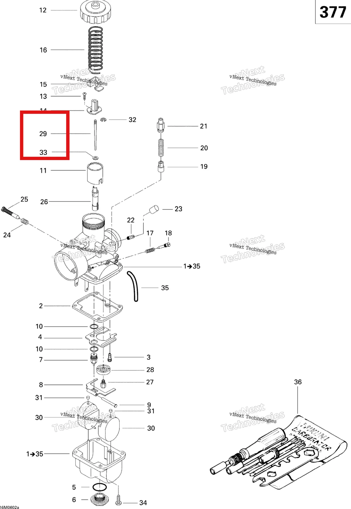 Деталь 404162075 на схеме узла 2006 Ski-Doo GSX 380F Carburetor Gsx 380F