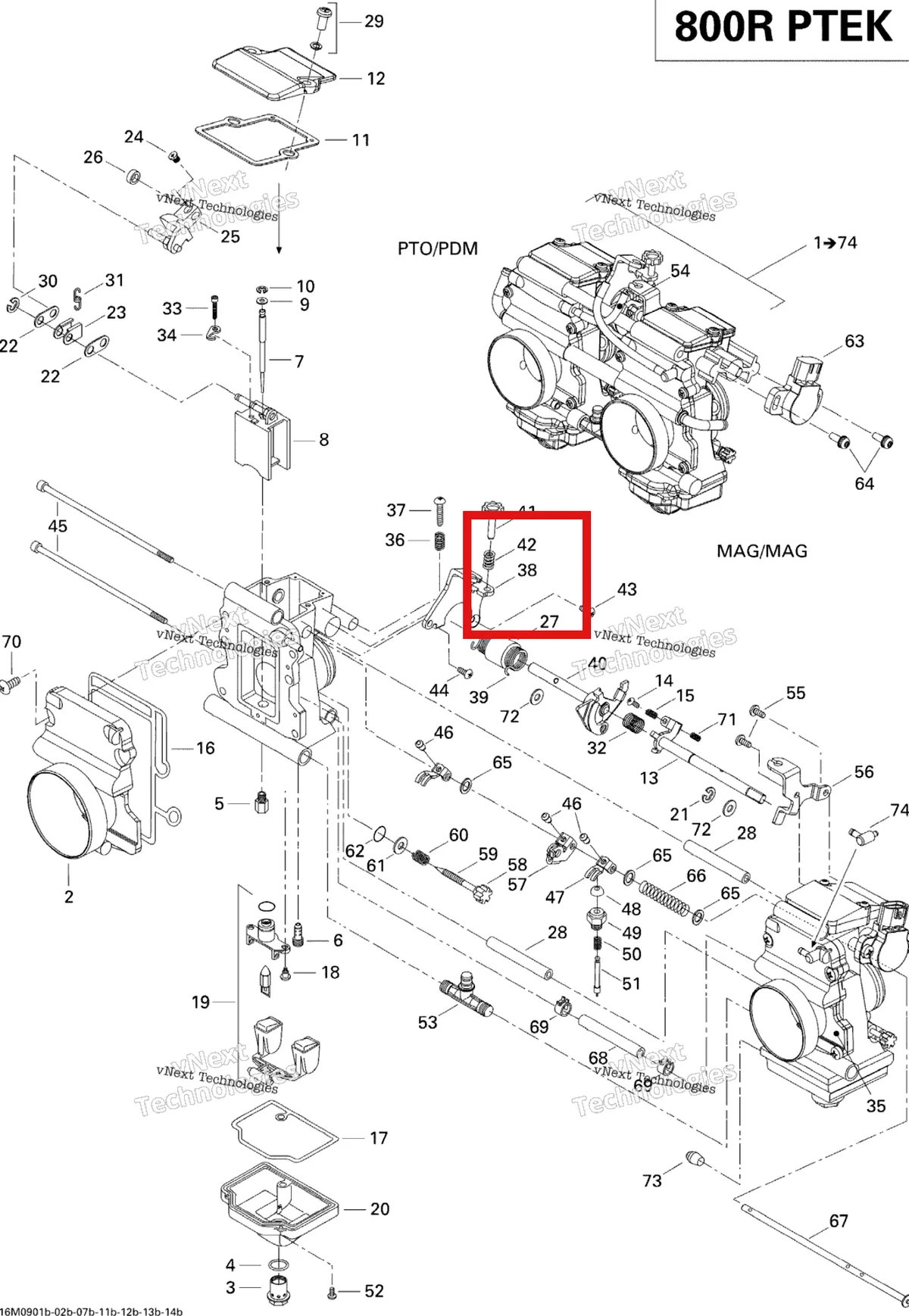 Деталь 404162097 на схеме узла 2009 Ski-Doo Summit Everest 800R Power T.E.K. Carburetor 800R
