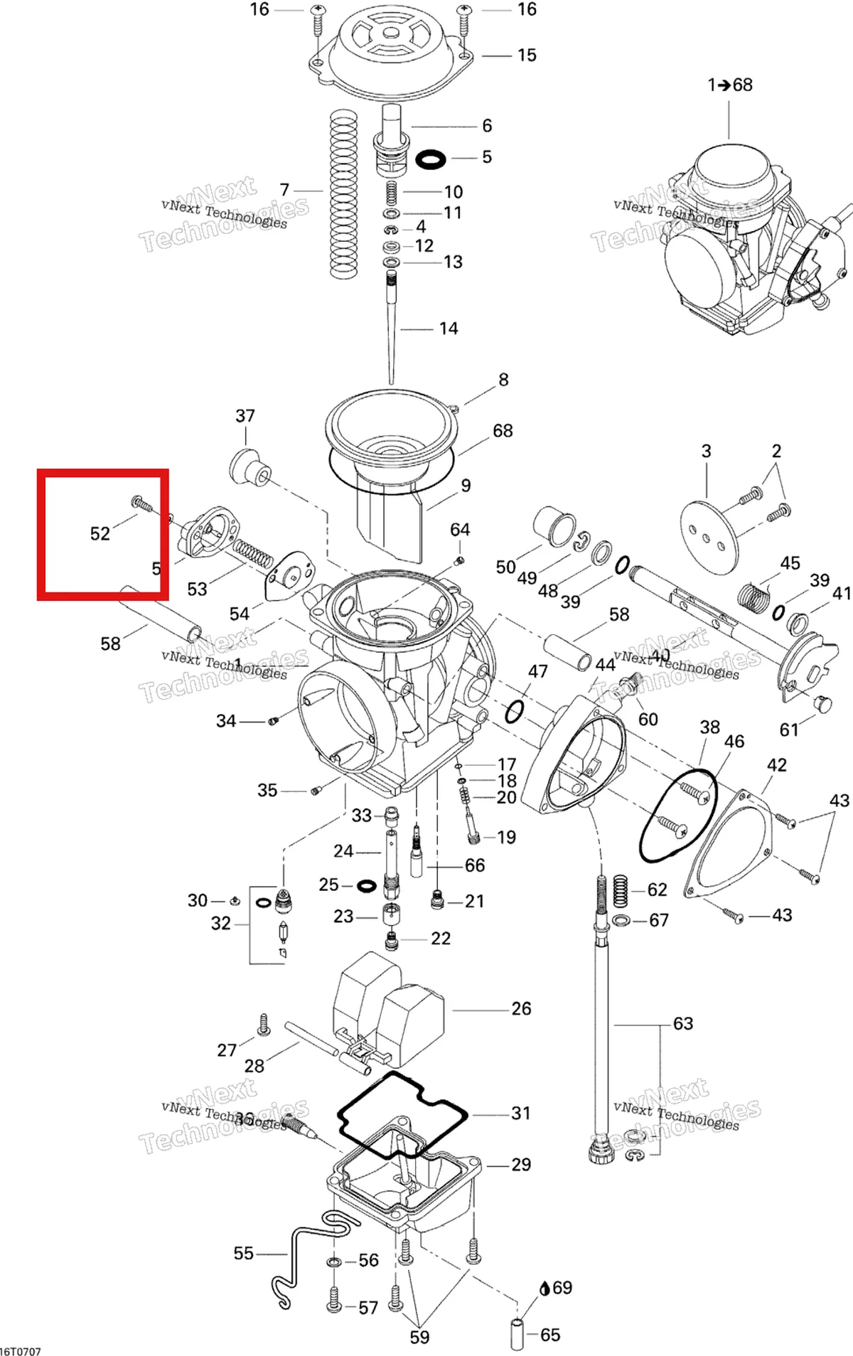 Деталь 404901400 на схеме узла 2007 Can-Am DS 650 X Carburetor