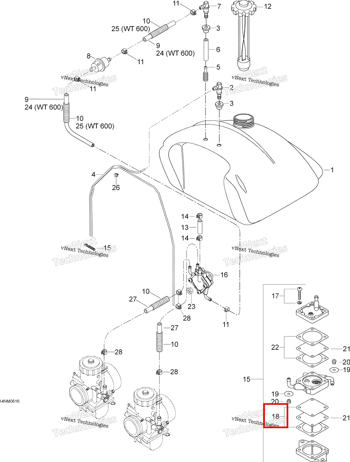 Деталь 404902300 (Прокладка) на схеме узла 2006 Ski-Doo Skandic SWT 550F Fuel System 550