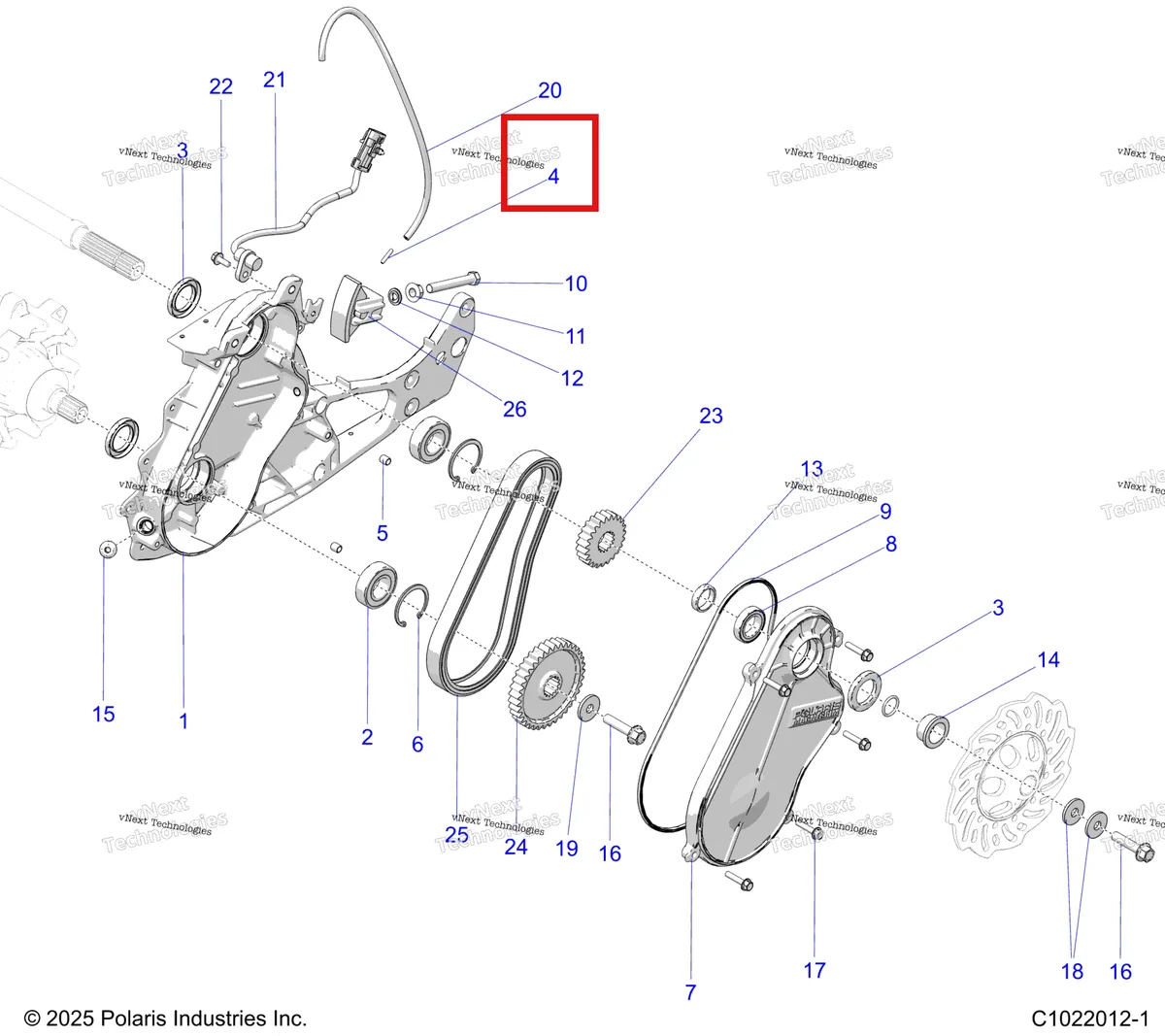 Деталь 4080773 на схеме узла Drive Train, Chaincase S27tde6rs