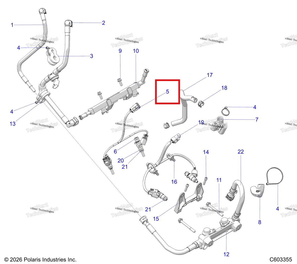 Деталь 4081945 на схеме узла Fuel System, Fuel Rail & Lines