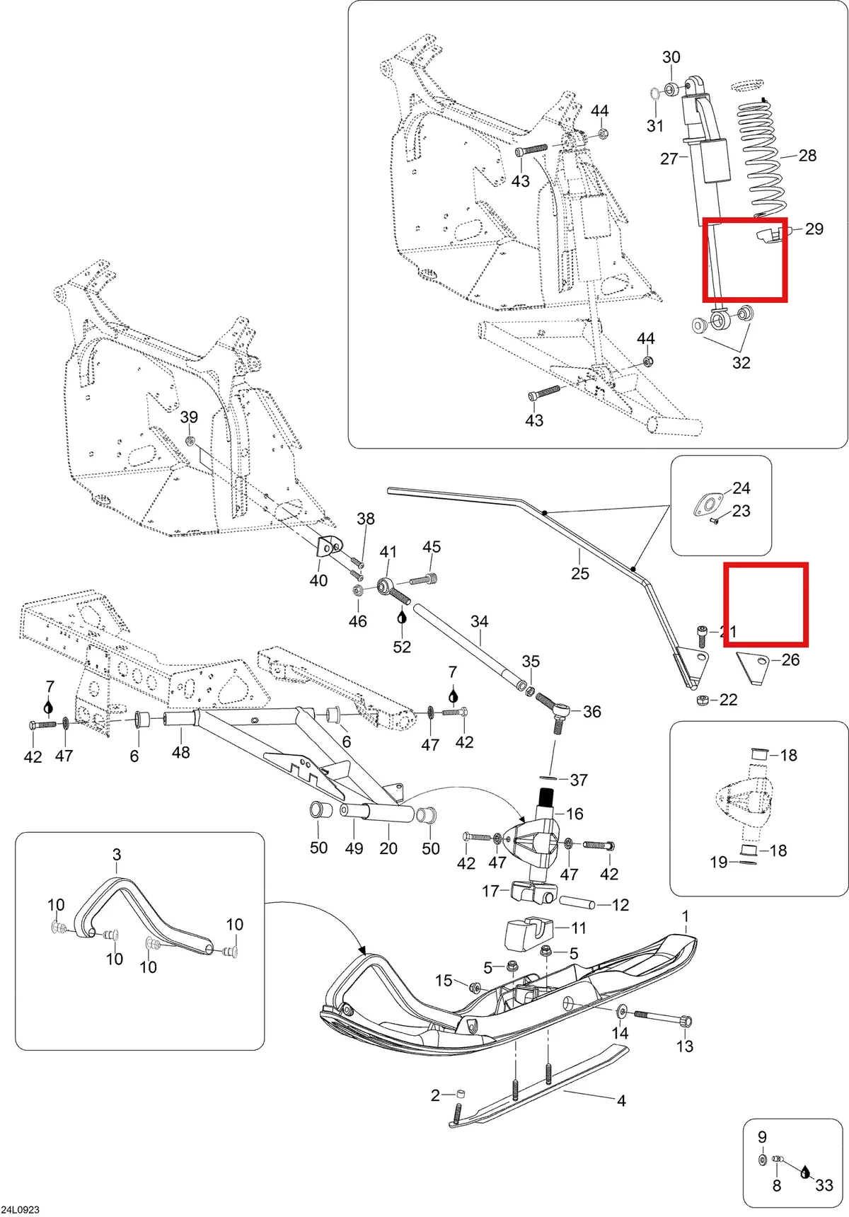 Деталь 40852 (Деталь Socket Head Screw M10 X 55) на схеме узла 07- Front Suspension And Ski