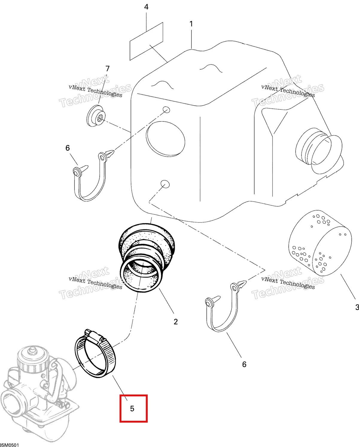 Деталь 408802000 на схеме узла 2005 Ski-Doo Tundra R Air Intake System