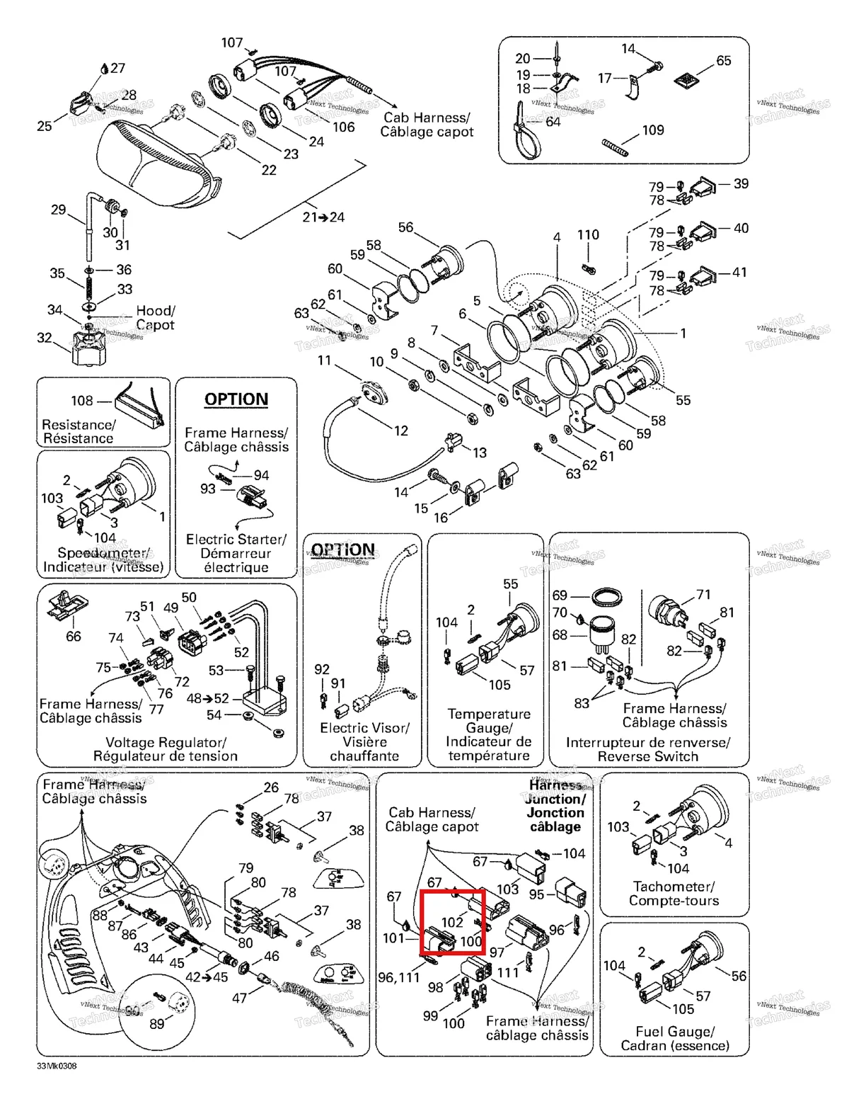 Деталь 409008500 (Разъем) на схеме узла 2003 Ski-Doo Mach Z Electrical System