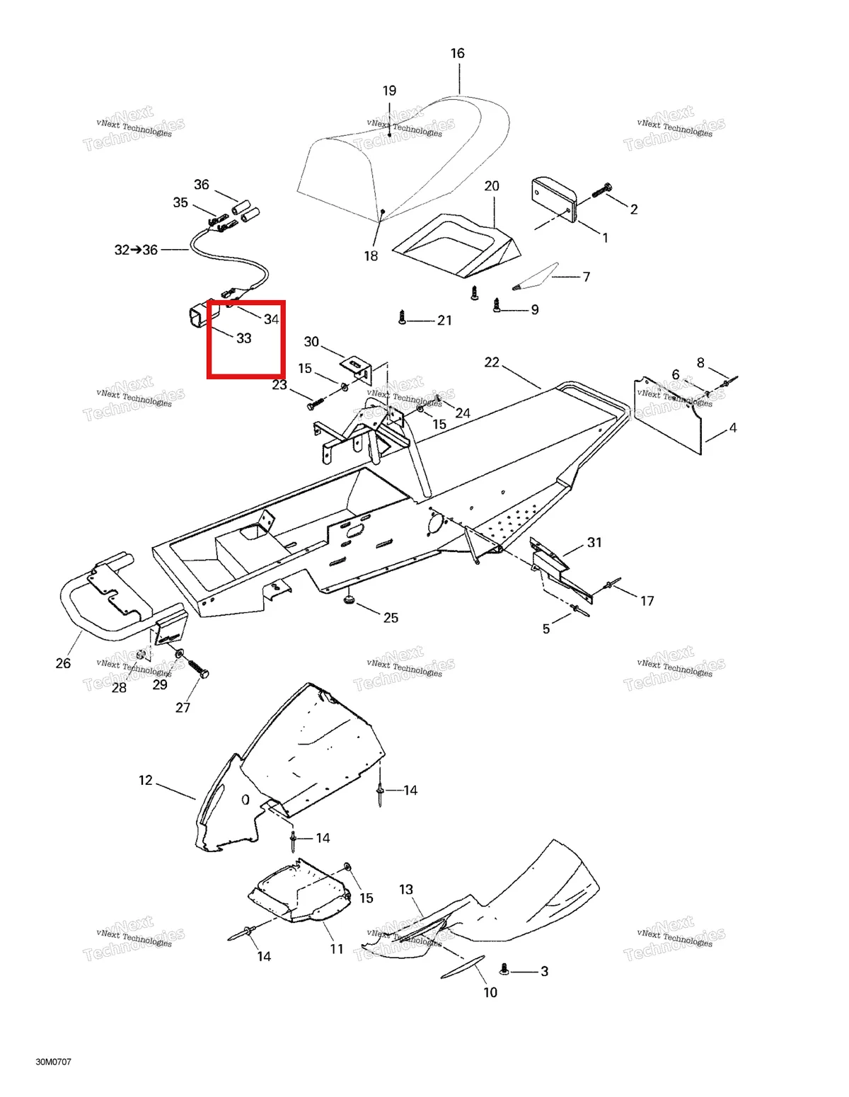 Деталь 409204500 (Разъем) на схеме узла 2007 Ski-Doo Mini Z Frame And Body