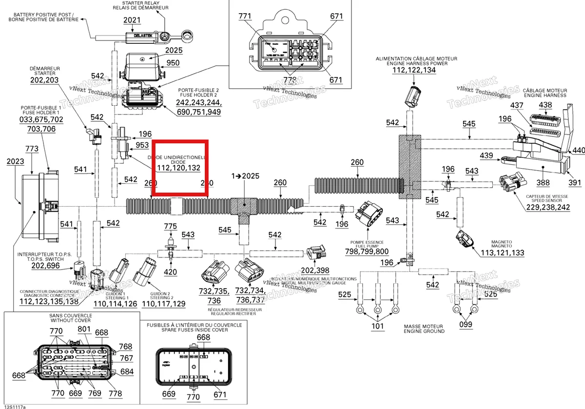 Деталь 409207300 (Разъем) на схеме узла 2011 Sea-Doo GTS Pro 130 Electrical Harness 1