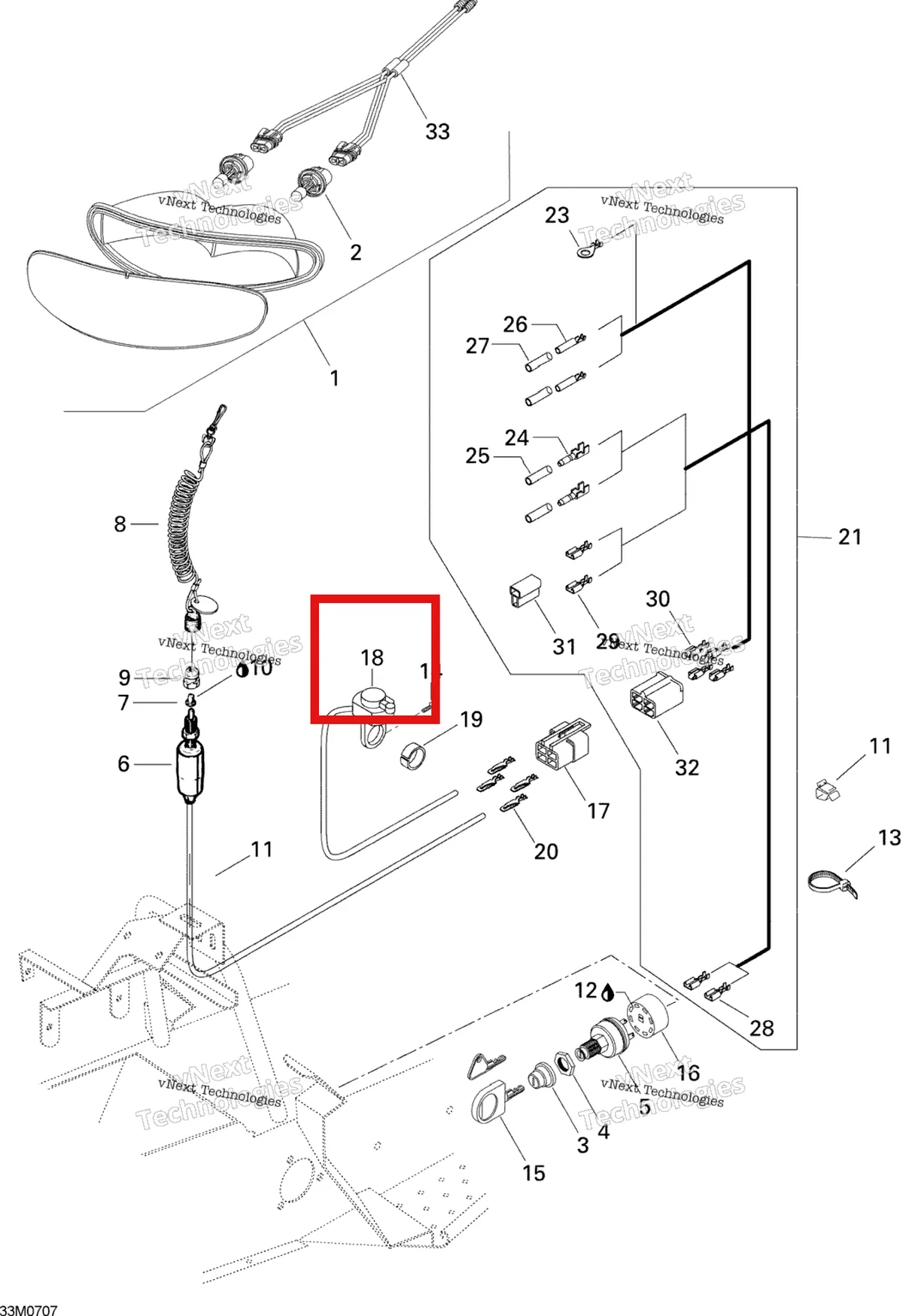 Деталь 410105500 на схеме узла 2007 Ski-Doo Mini Z Electrical System