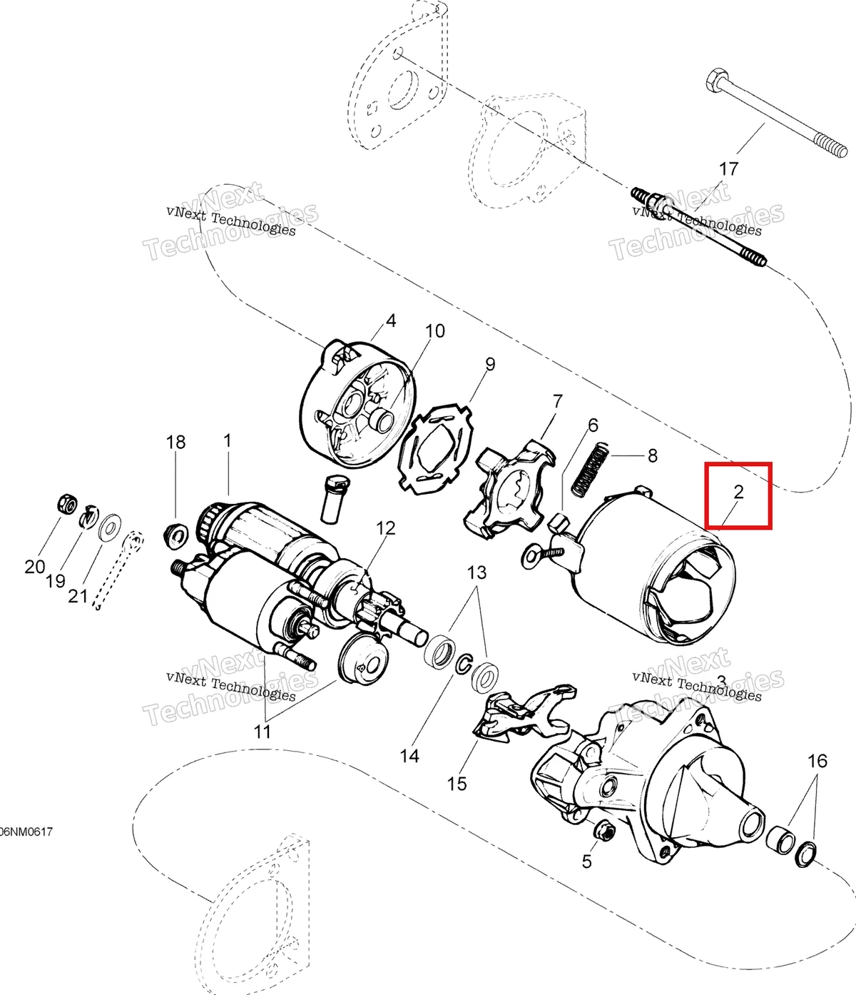 Деталь 410209500 (Деталь Housing Starter) на схеме узла 2006 Ski-Doo Skandic LT 440F Electric Starter