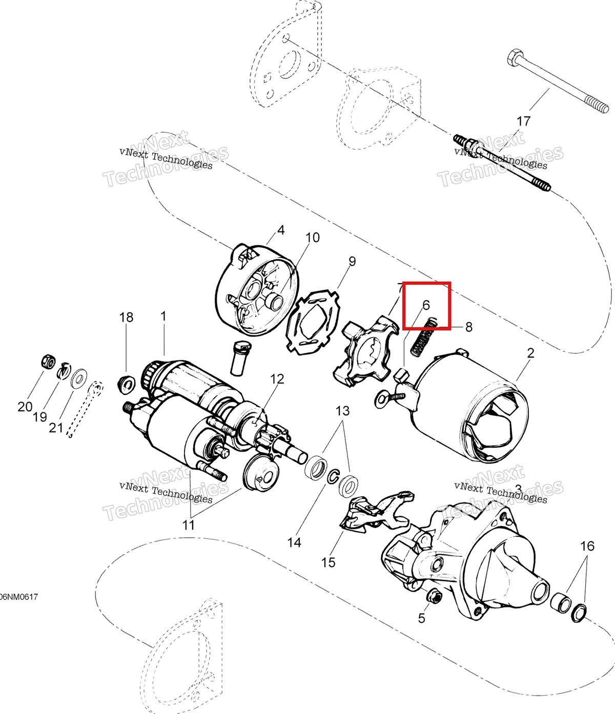 Деталь 410209600 (Щетка) на схеме узла 2006 Ski-Doo Skandic LT 440F Electric Starter