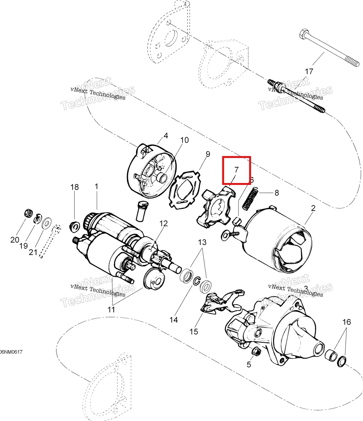 Деталь 410209700 (Держатель щеток) на схеме узла 2006 Ski-Doo Skandic LT 440F Electric Starter