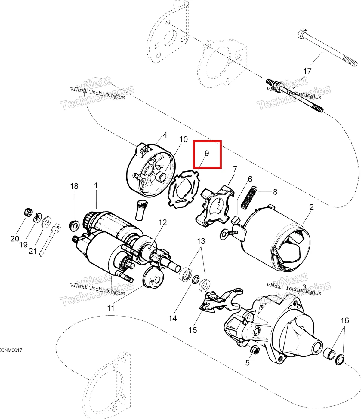 Деталь 410209900 (Изолятор) на схеме узла 2006 Ski-Doo Skandic LT 440F Electric Starter
