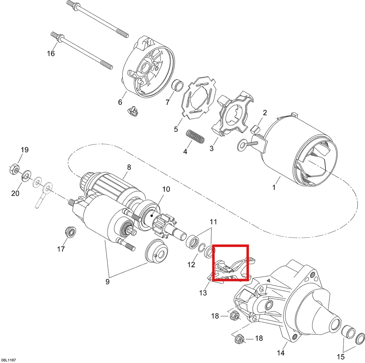 Деталь 410210400 (Муфта сцепления) на схеме узла 04- Electric Starter