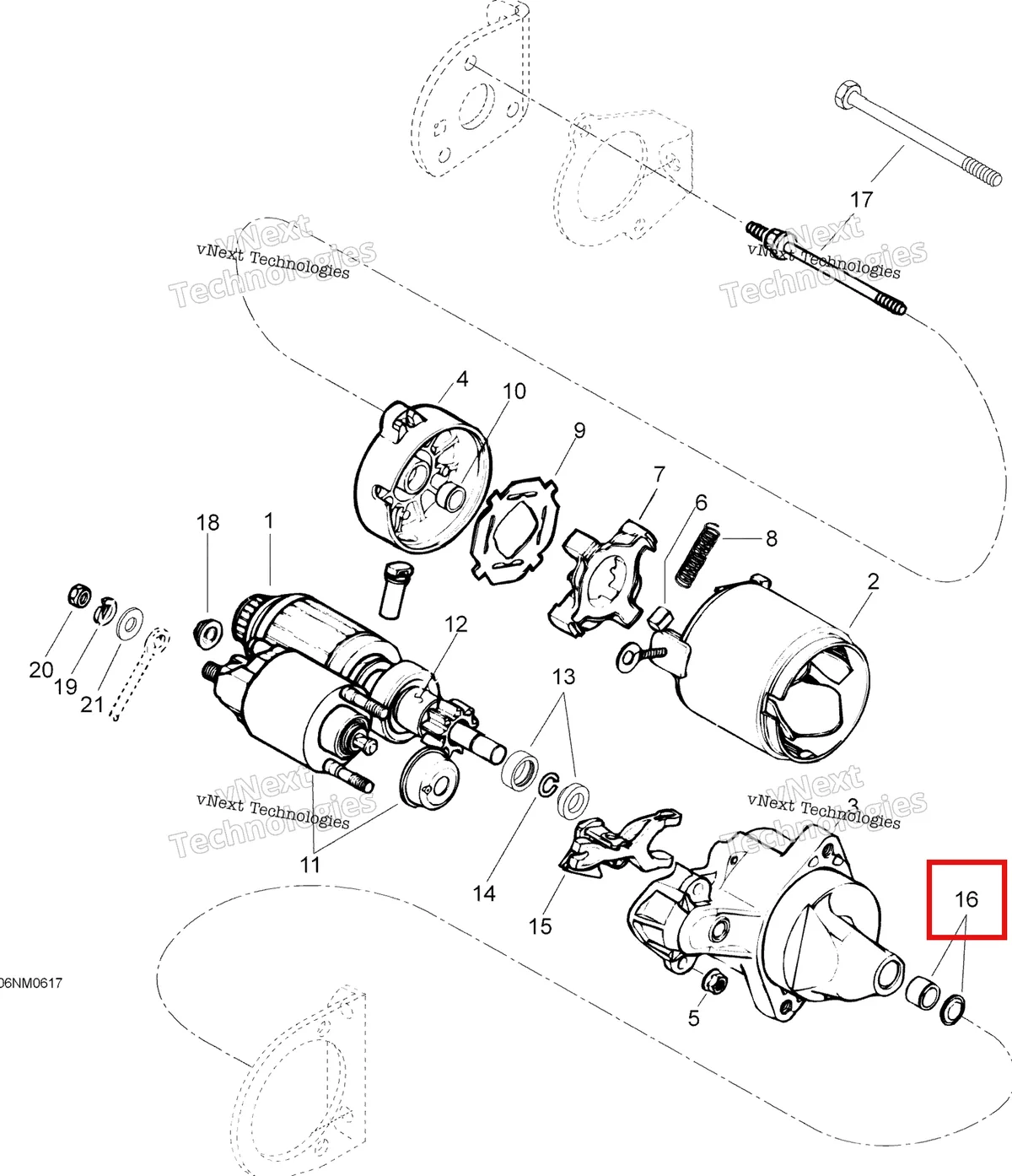 Деталь 410210900 (Деталь Bushing Brass) на схеме узла 2006 Ski-Doo Skandic LT 440F Electric Starter
