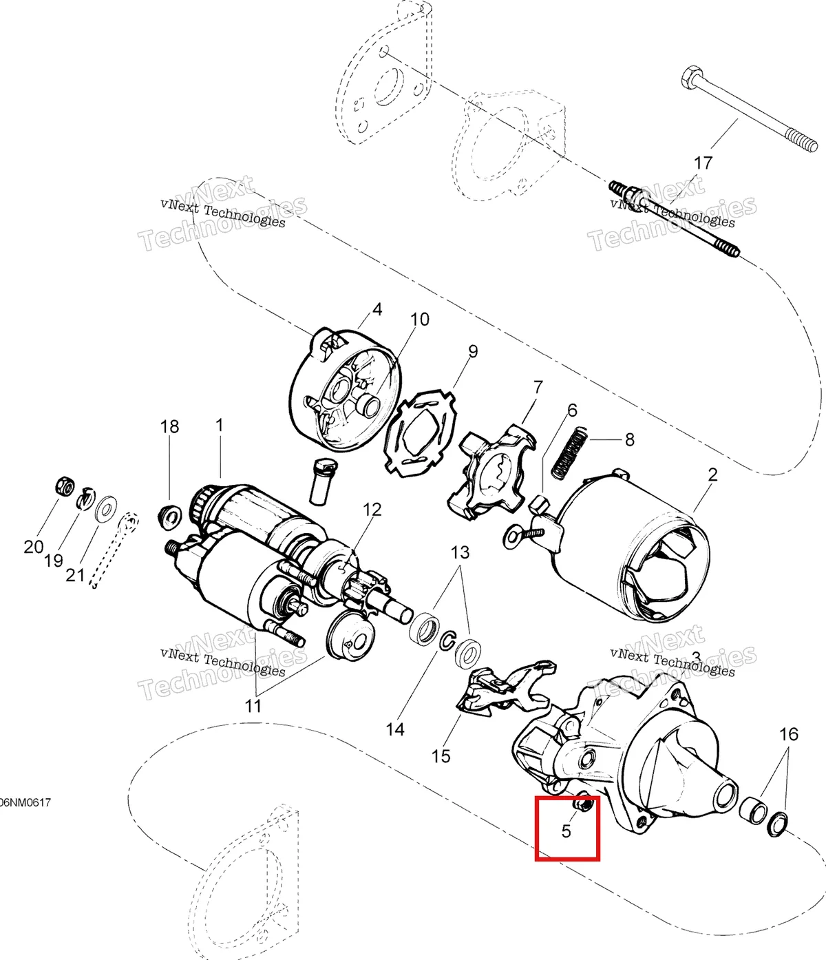 Деталь 410211200 (Гайка) на схеме узла 2006 Ski-Doo Skandic LT 440F Electric Starter