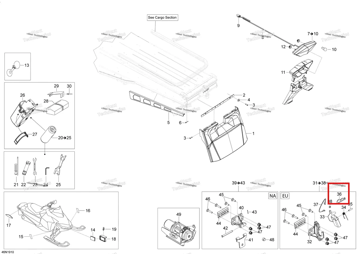 Деталь 41029 (Hair штифт EU Ski-Doo Expedition TUV 600 H.O. SDI REV-XU (2009) (41029)) на схеме узла 2019 Ski-Doo EXPEDITION LE-SE-SWT 900 ACE Utilities - 900 Ace - Europe