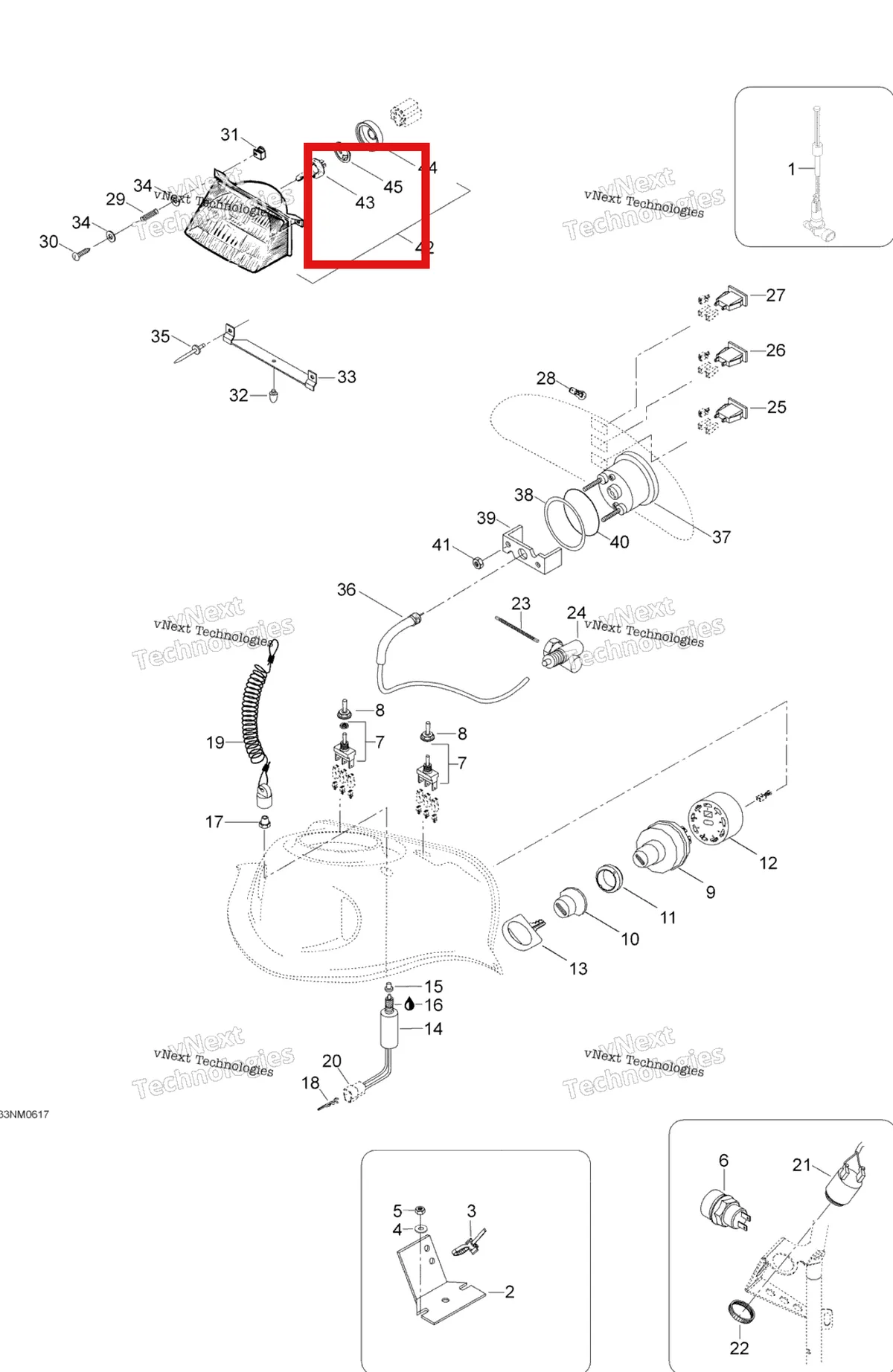 Деталь 410503700 (Деталь Halogen Bulp) на схеме узла 2006 Ski-Doo Skandic LT 440F Electrical System