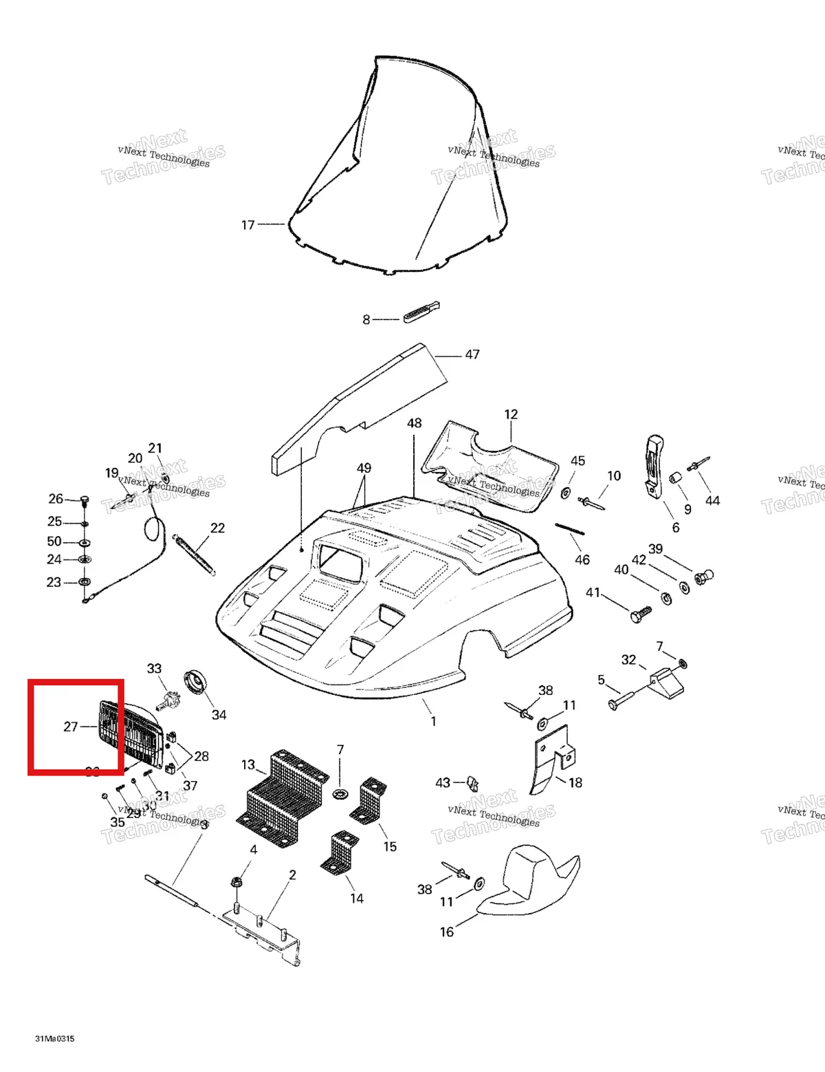 Деталь 410606800 на схеме узла 2003 Ski-Doo Tundra R Cab, Accessories