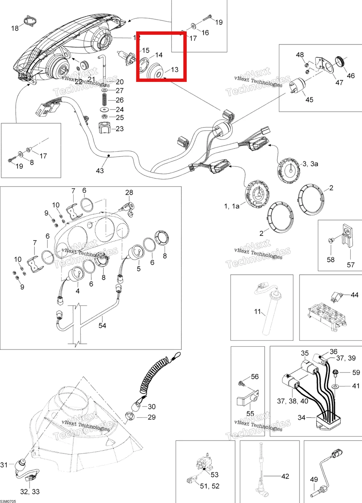 Деталь 410608300 (Деталь Bulp Holder) на схеме узла 2007 Ski-Doo Expedition TUV 600 H.O. SDI Electrical Accessories