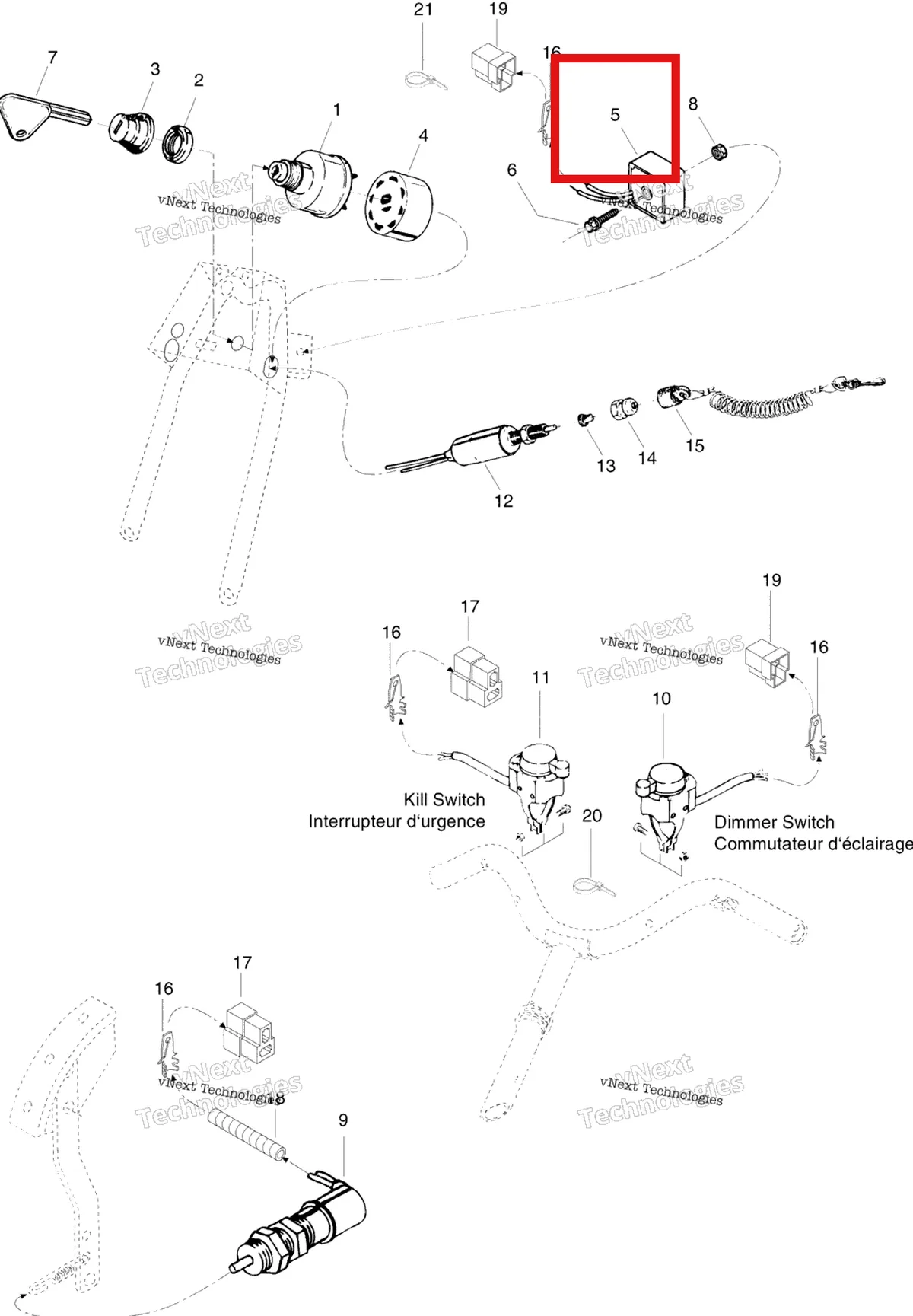 Деталь 410908900 на схеме узла 1996 Ski-Doo Elan 247 Electrical System