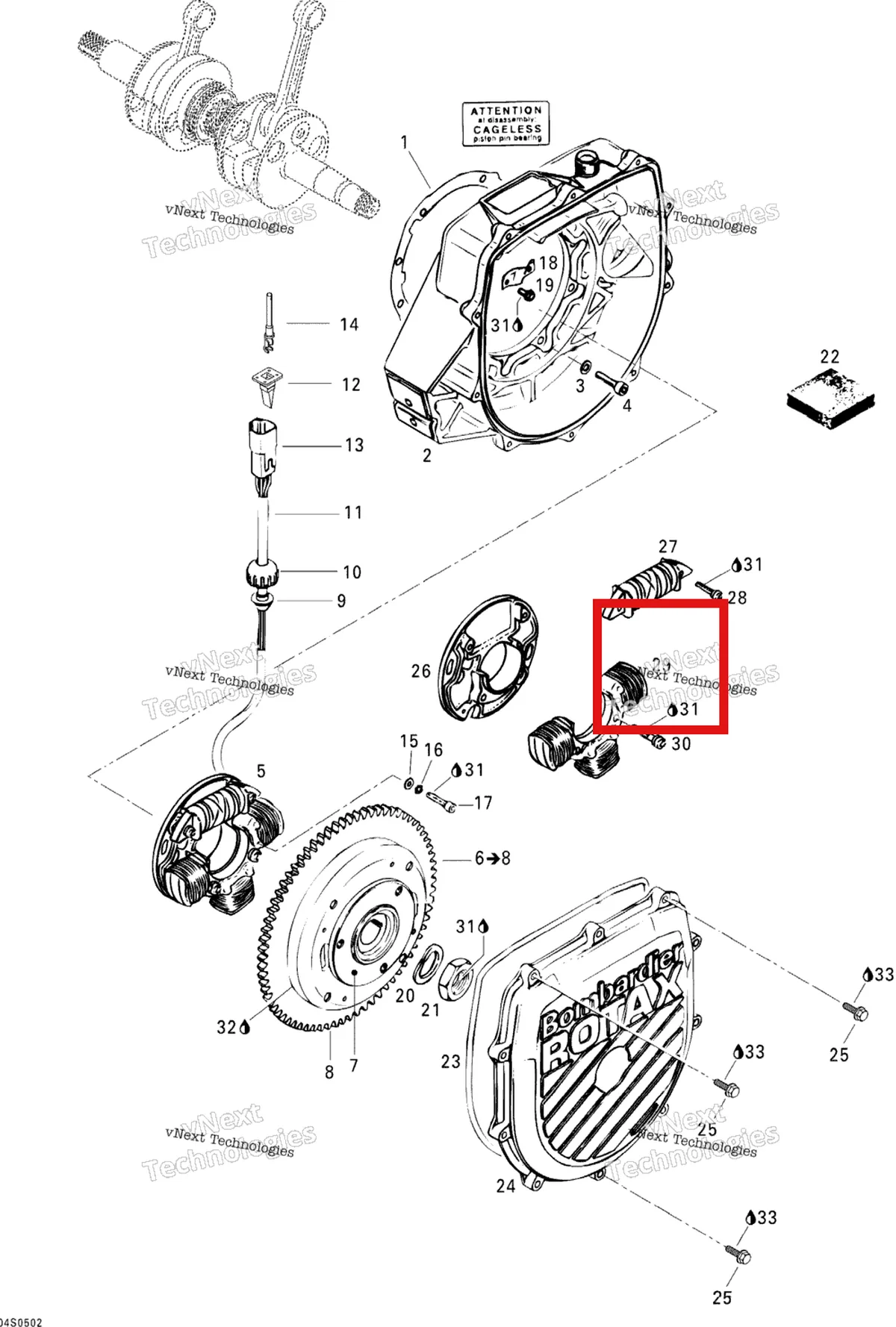 Деталь 410916200 на схеме узла 2005 Sea-Doo GTI Magneto