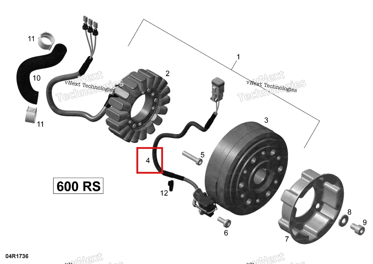 Деталь 410922951 (Статор) на схеме узла 2017 Ski-Doo MXZ 600 RS Magneto