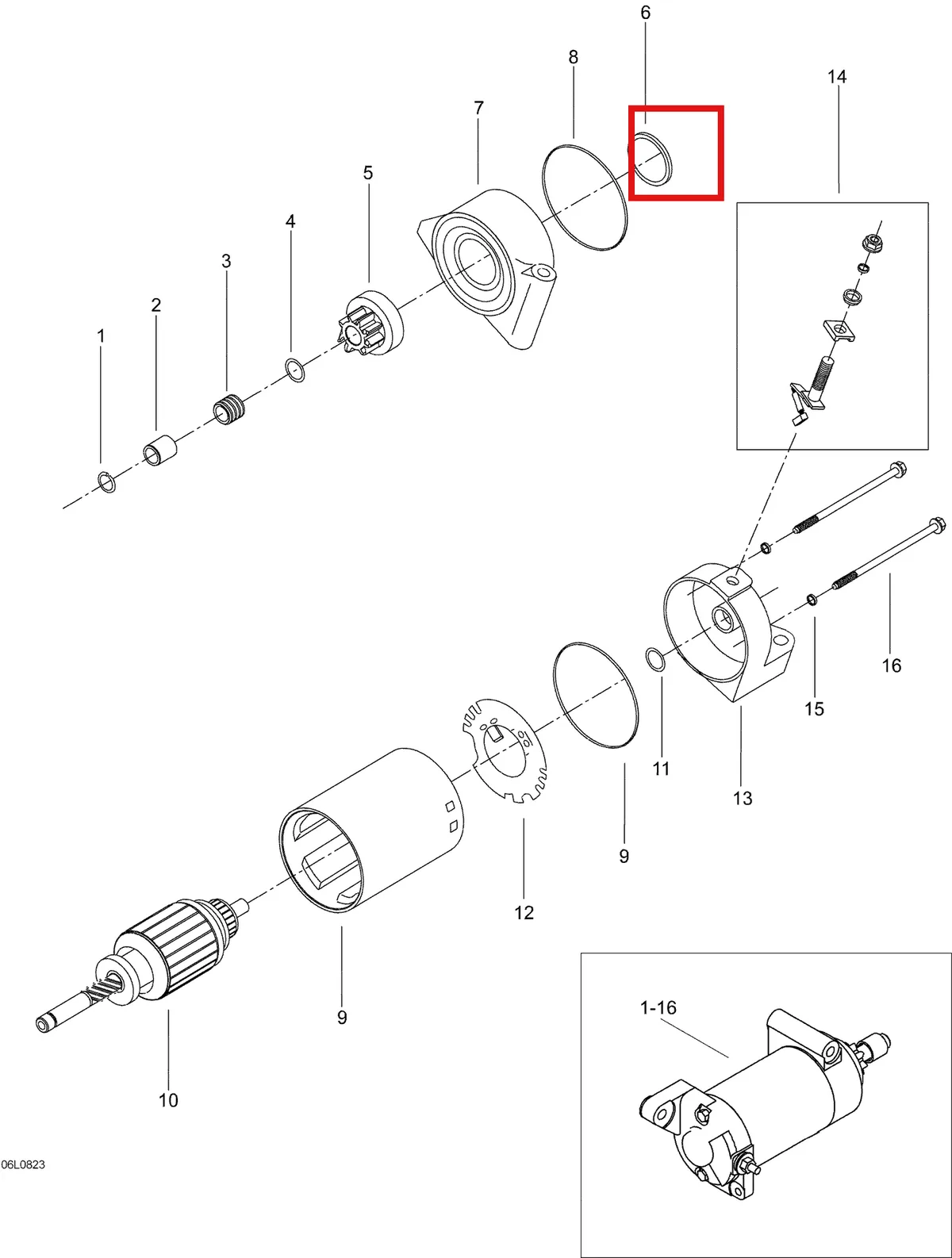 Деталь 410922972 (Деталь Housing Ass'y) на схеме узла 04- Electric Starter