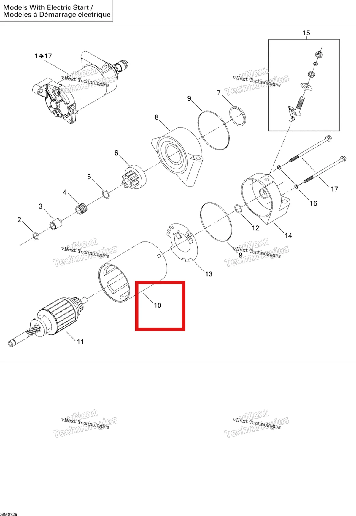 Деталь 410922976 на схеме узла 2007 Ski-Doo GSX Sport 600 HO SDI Electric Starter