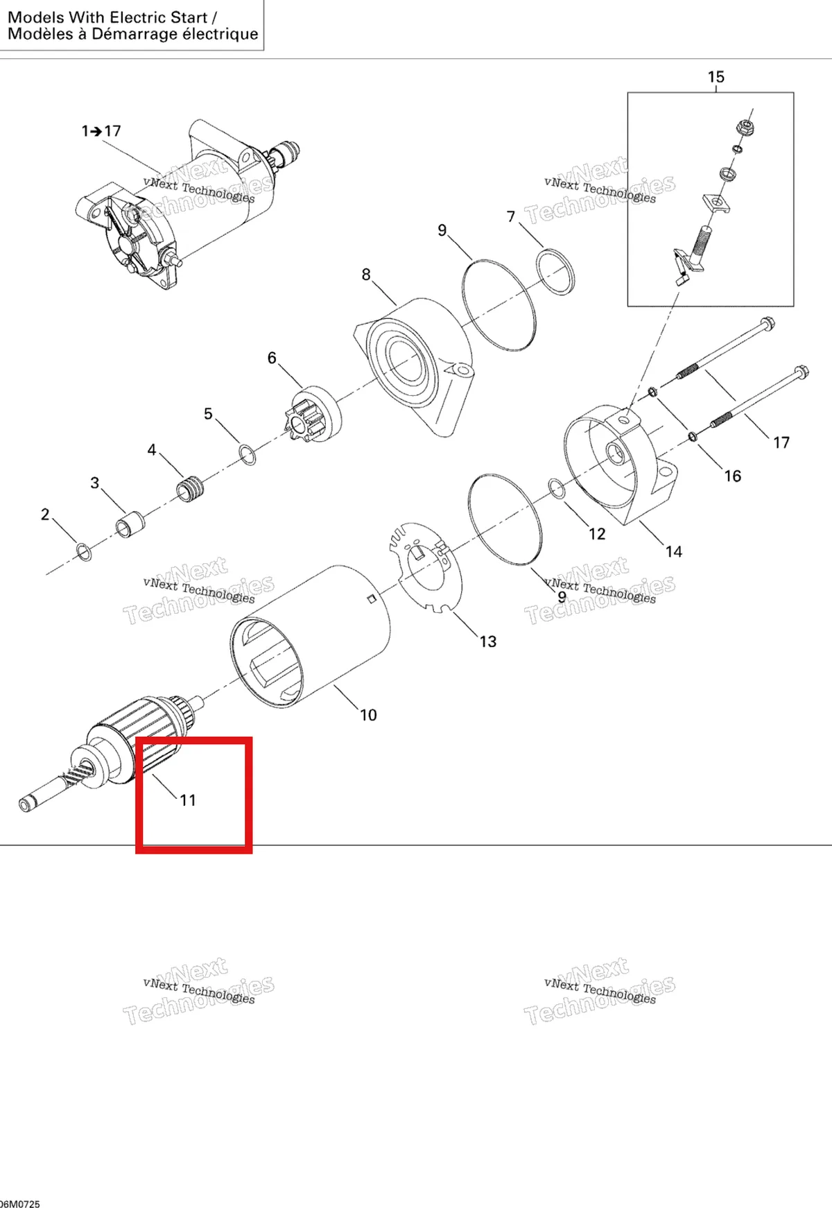 Деталь 410922977 на схеме узла 2007 Ski-Doo GSX Sport 600 HO SDI Electric Starter