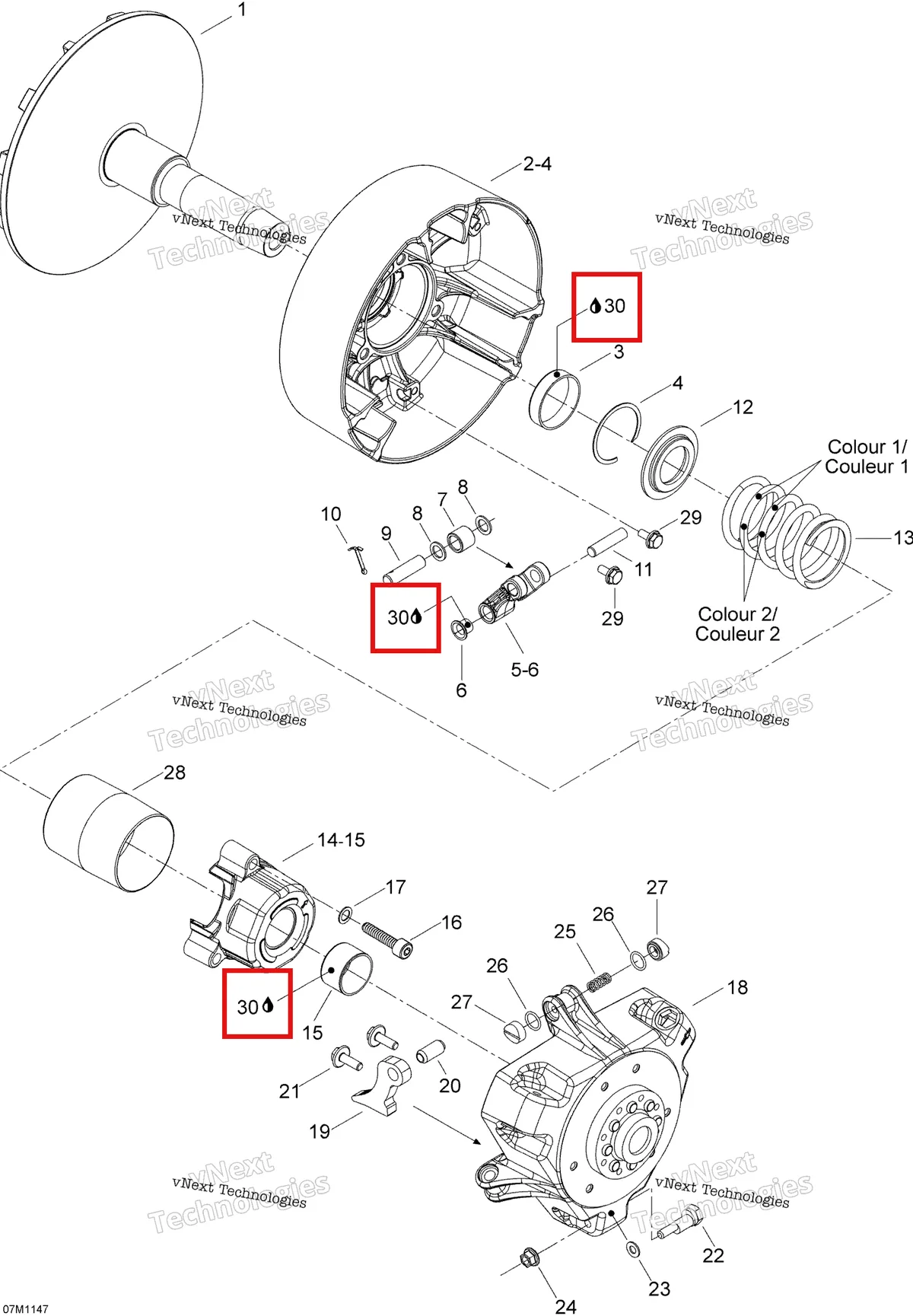 Деталь 413703100 (Фиксатор) на схеме узла 2012 Ski-Doo Skandic SWT V800 YetiII Drive Pulley