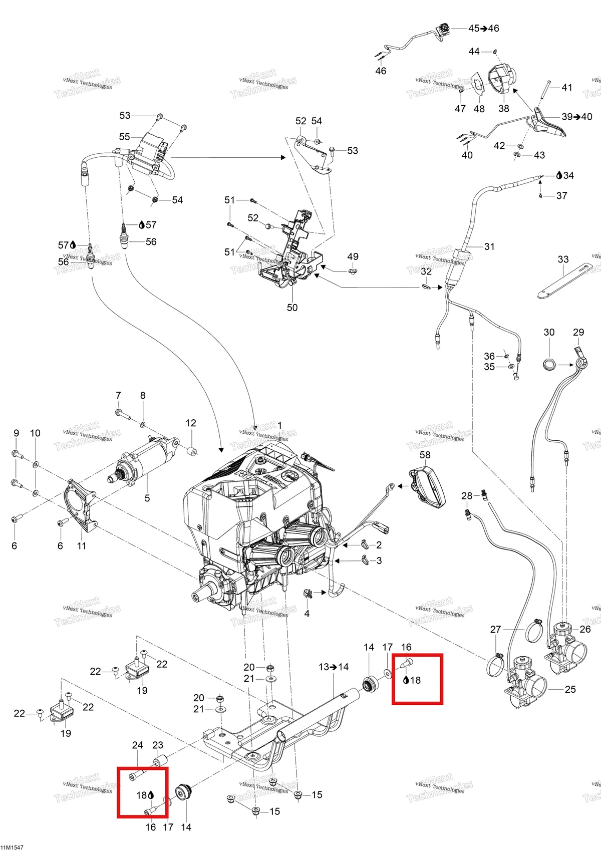 Деталь 413703400 (Локтайт 222, 10 Куб.) на схеме узла 2015 Ski-Doo SKANDIC SWT 550 Engine