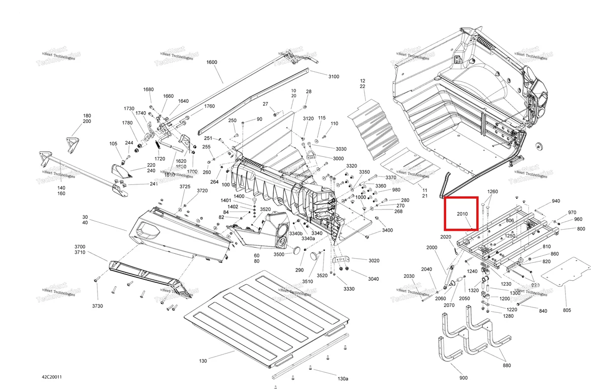 Деталь 414079100 на схеме узла 2020 Can-Am Commander 800R EFI Rear Cargo Box - Box