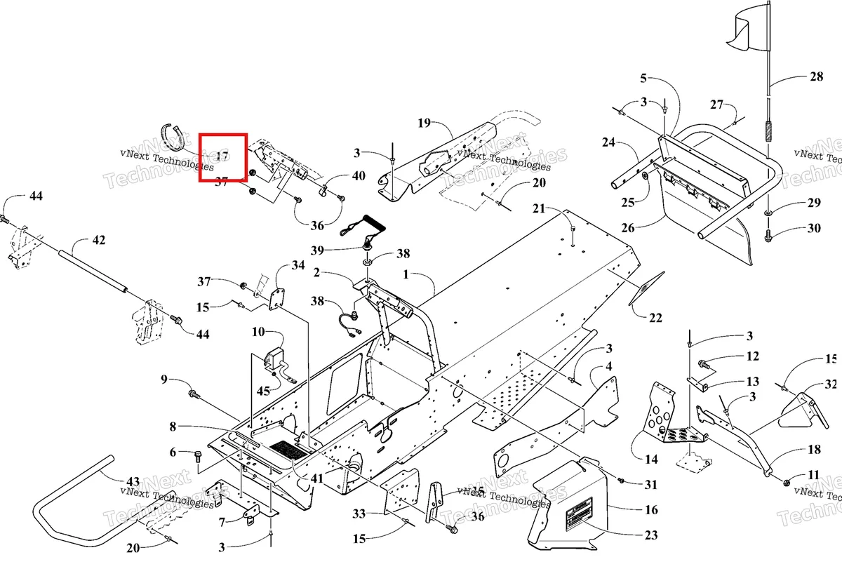 Деталь 414115200 (Стяжка 180мм) на схеме узла 2026 Ski-Doo MXZ 120 Chassis, Footrest And Rear Bumber
