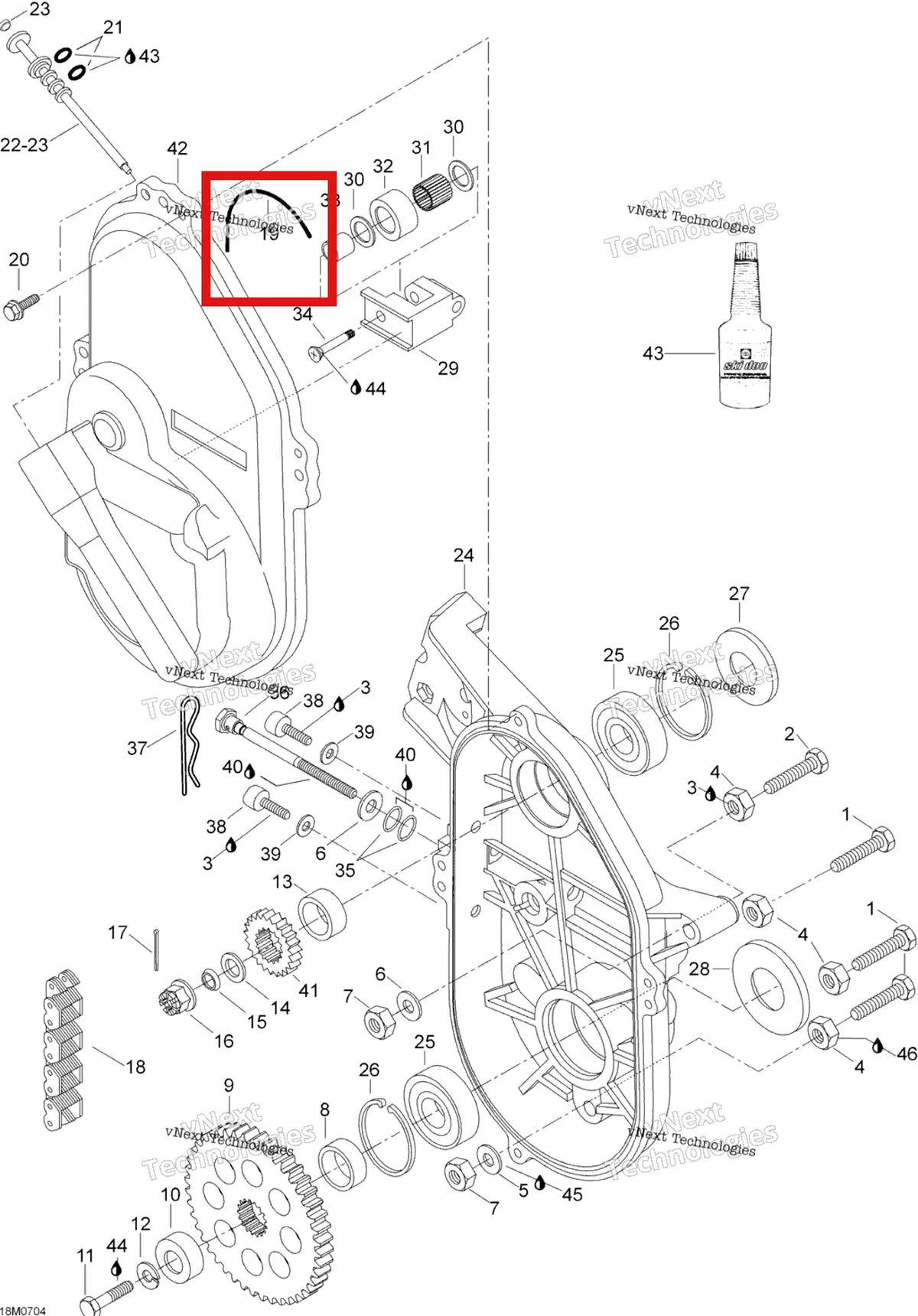 Деталь 414362300 (Уплотнительное кольцо) на схеме узла 2007 Ski-Doo Skandic LT 440F Transmission