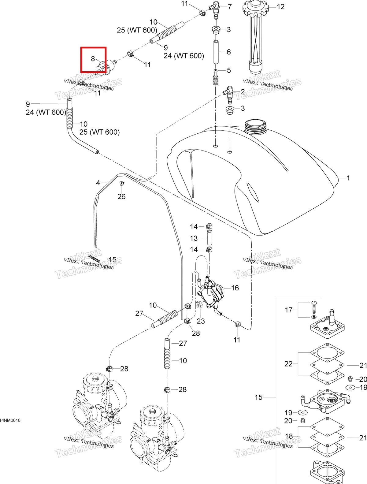 Деталь 414363600 (Топливный Фильтр) на схеме узла 2006 Ski-Doo Skandic SWT 550F Fuel System 550