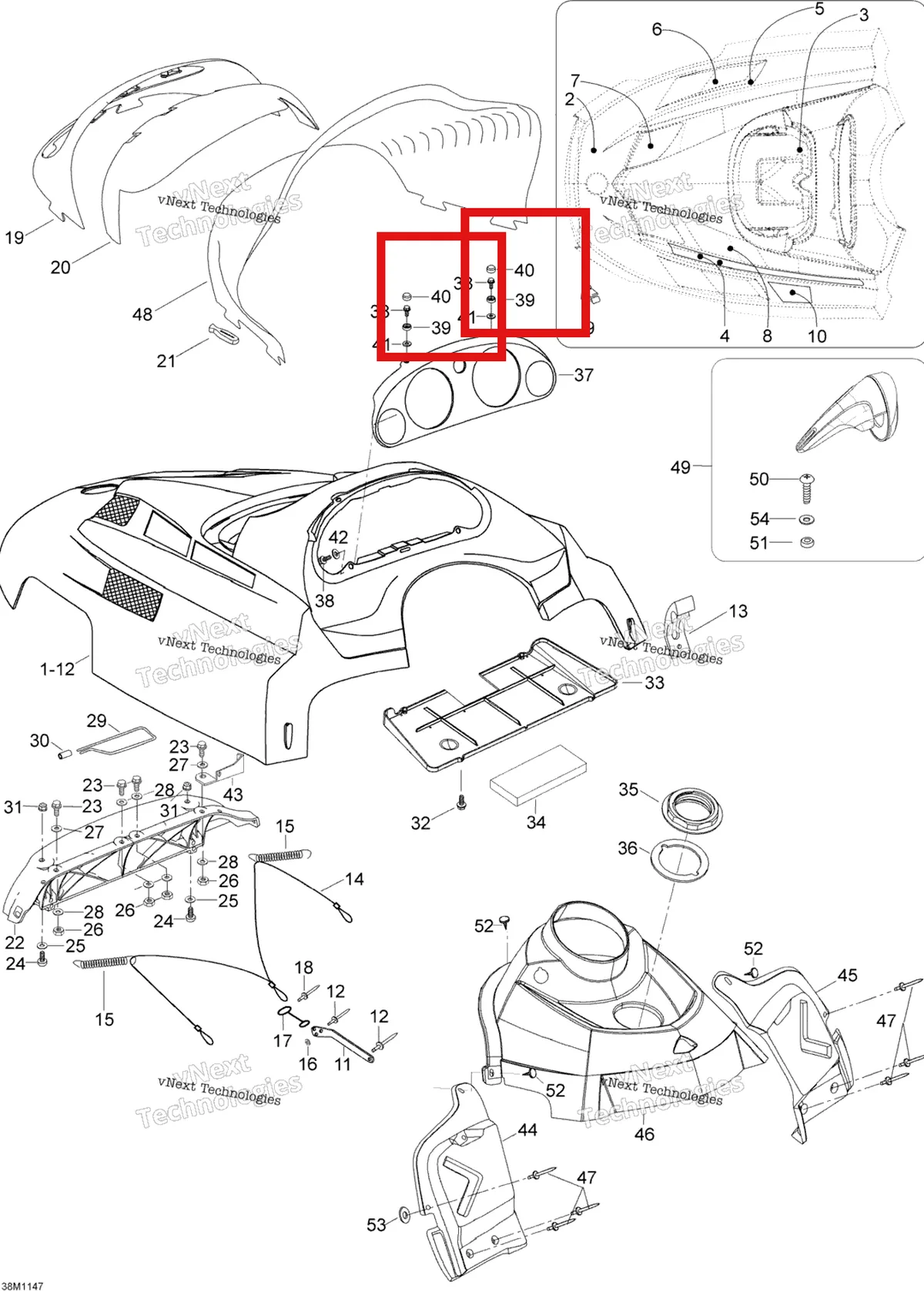 Деталь 414436900 (Крышка) на схеме узла 2012 Ski-Doo Skandic SWT V800 YetiII Hood