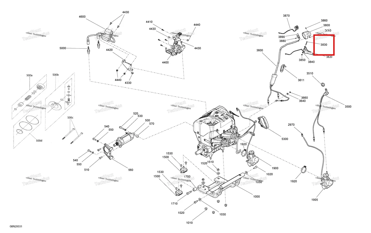 Деталь 414438700 (Штифт) на схеме узла 2020 Ski-Doo SKANDIC WT 550F Engine - System