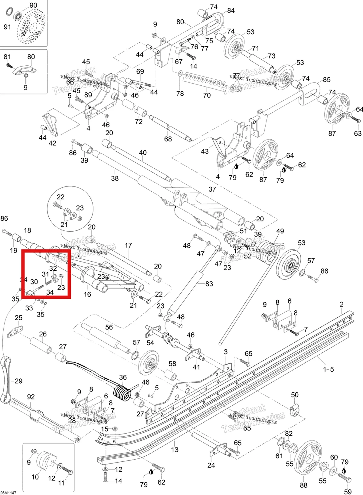 Деталь 414460600 (Пружина) на схеме узла 2012 Ski-Doo Skandic SWT V800 YetiII Rear Suspension