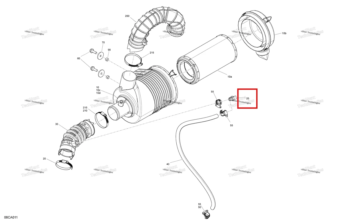 Деталь 414523600 (Деталь Fitting-elbow) на схеме узла 2021 Can-Am Defender HD5 - BASE DPS Engine - Air Intake