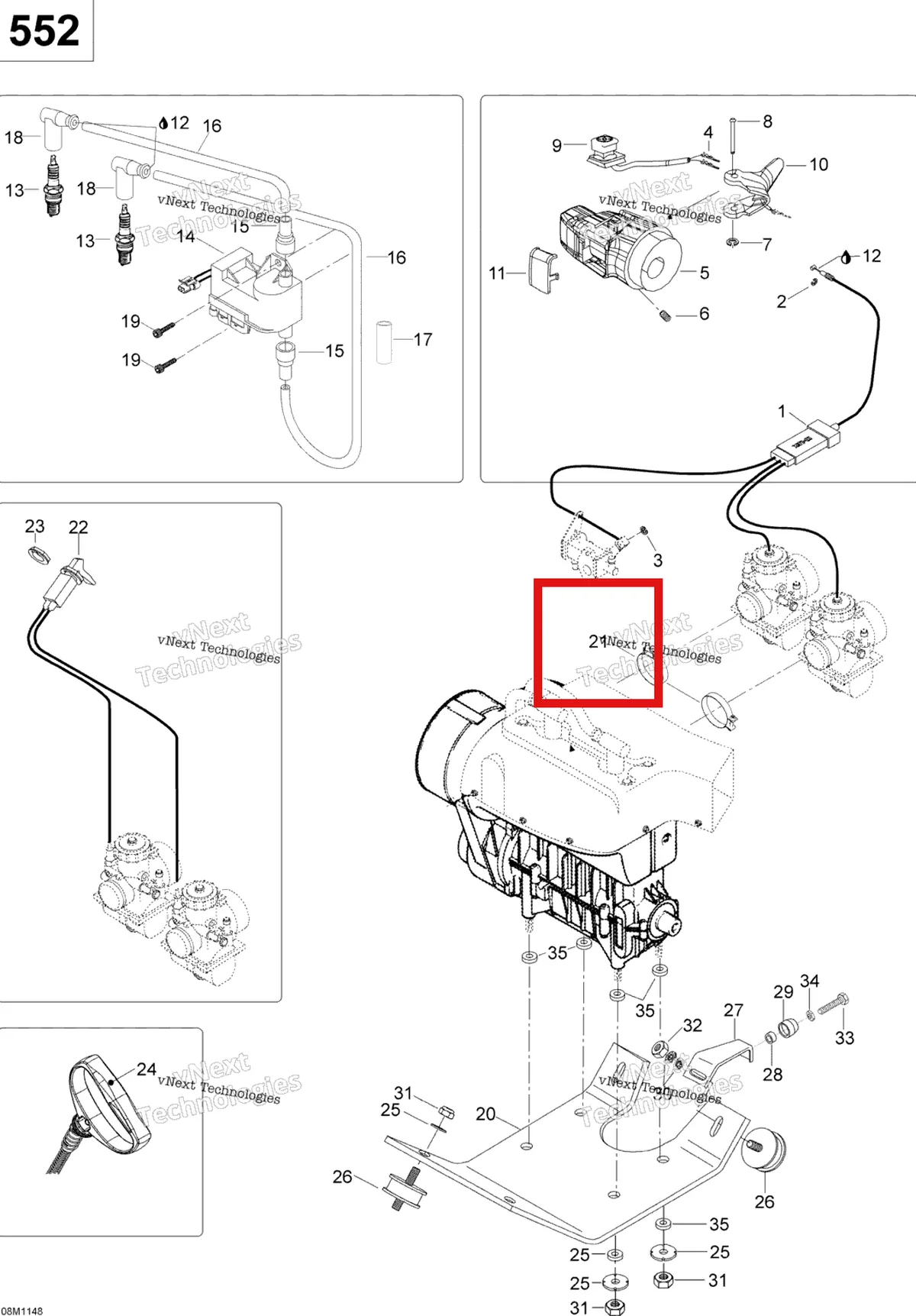 Деталь 414532700 (Манжета) на схеме узла 2011 Ski-Doo Skandic WT 550F YetiII Engine