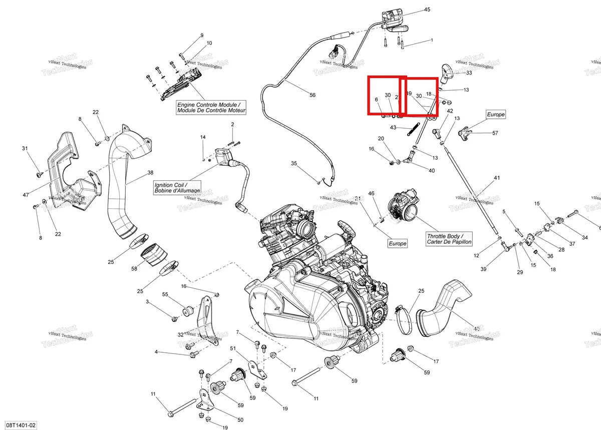 Деталь 414583300 на схеме узла 2014 Can-Am OUTLANDER 400 EFI, STD, XT Engine