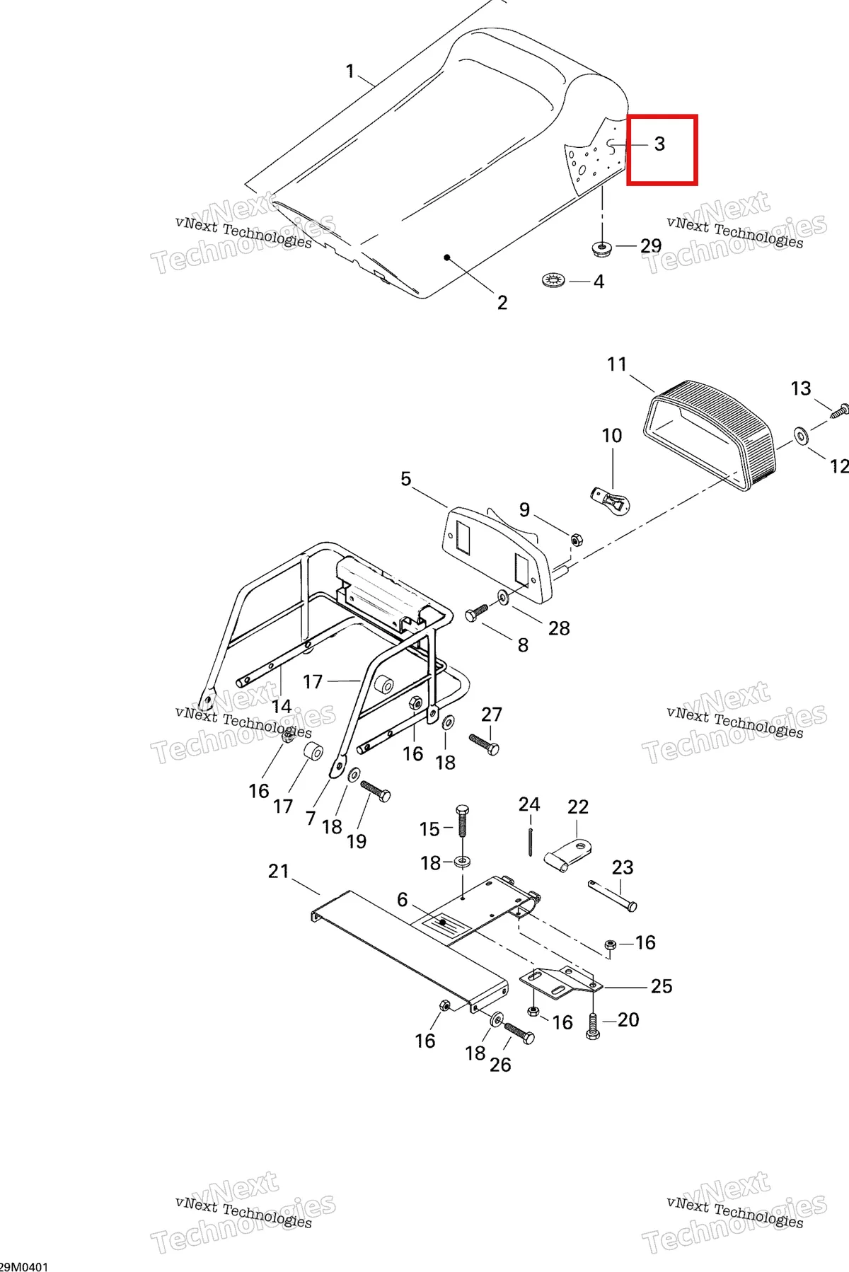 Деталь 414737100 на схеме узла 2004 Ski-Doo Tundra R Seat And Accessories
