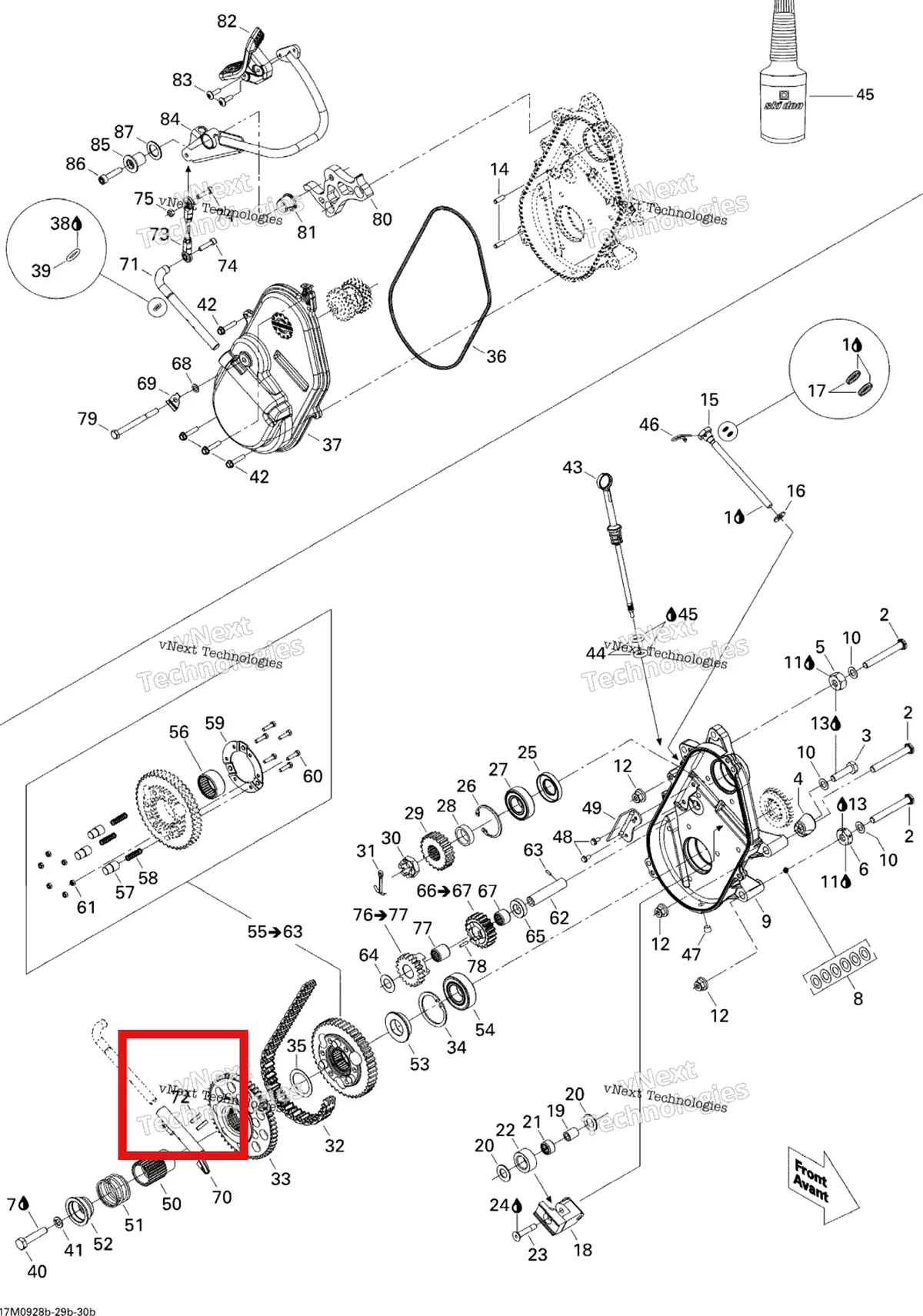 Деталь 414772500 (Штифт) на схеме узла 2009 Ski-Doo Skandic Tundra LT V800 4-TEC Drive System 2