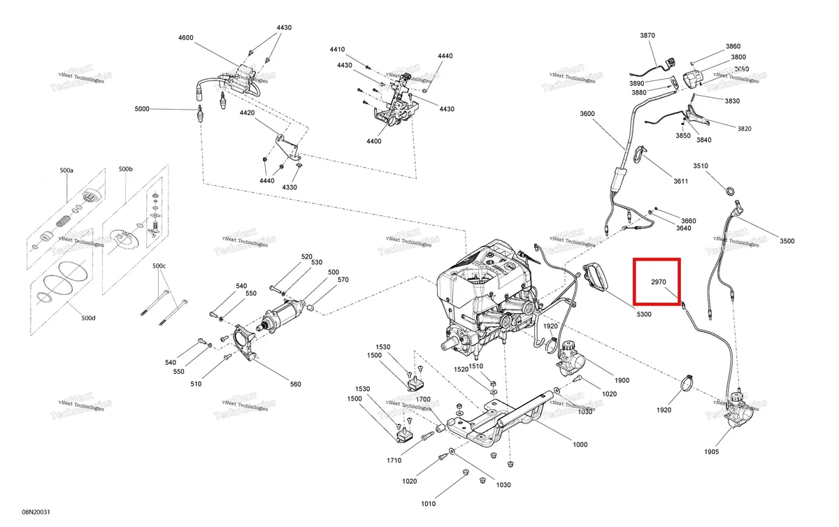 Деталь 414814100 (Разъем) на схеме узла 2020 Ski-Doo SKANDIC WT 550F Engine - System