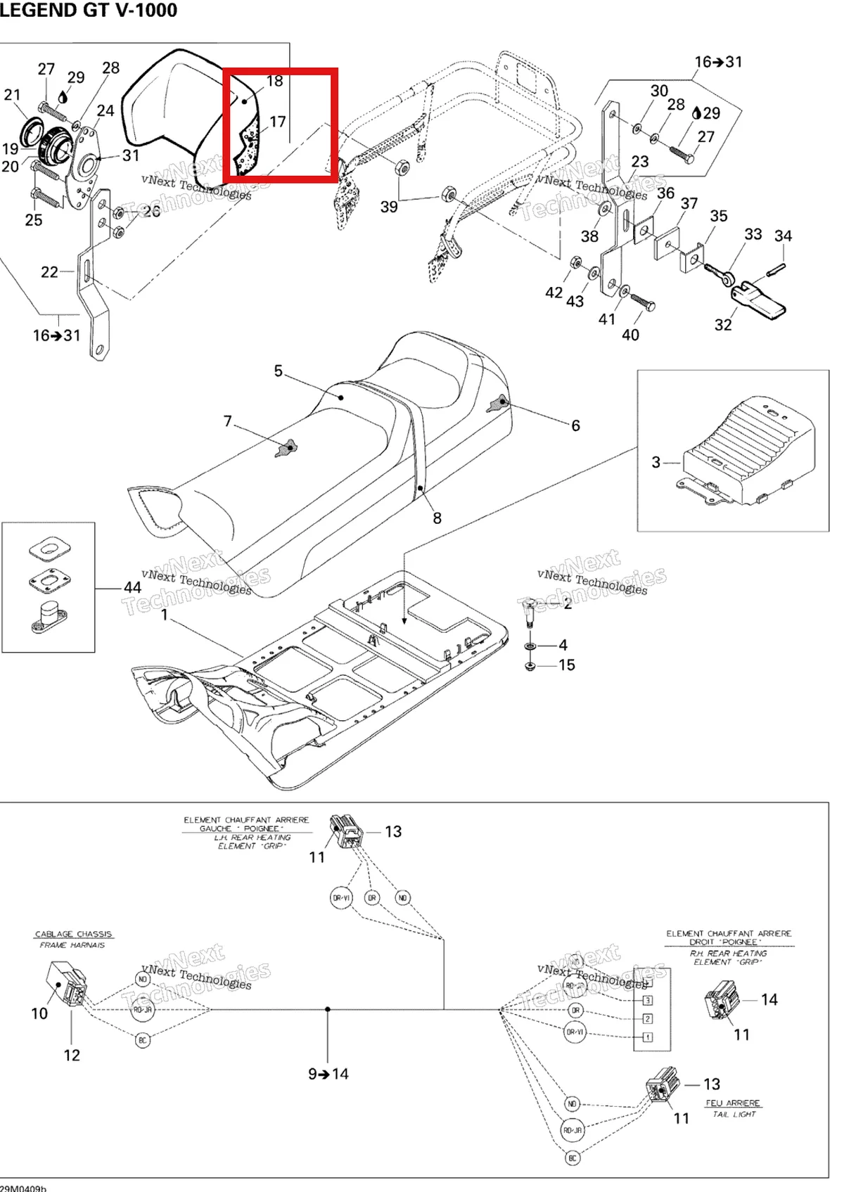 Деталь 414821200 на схеме узла 2005 Ski-Doo Legend V-1000 Seat Gt
