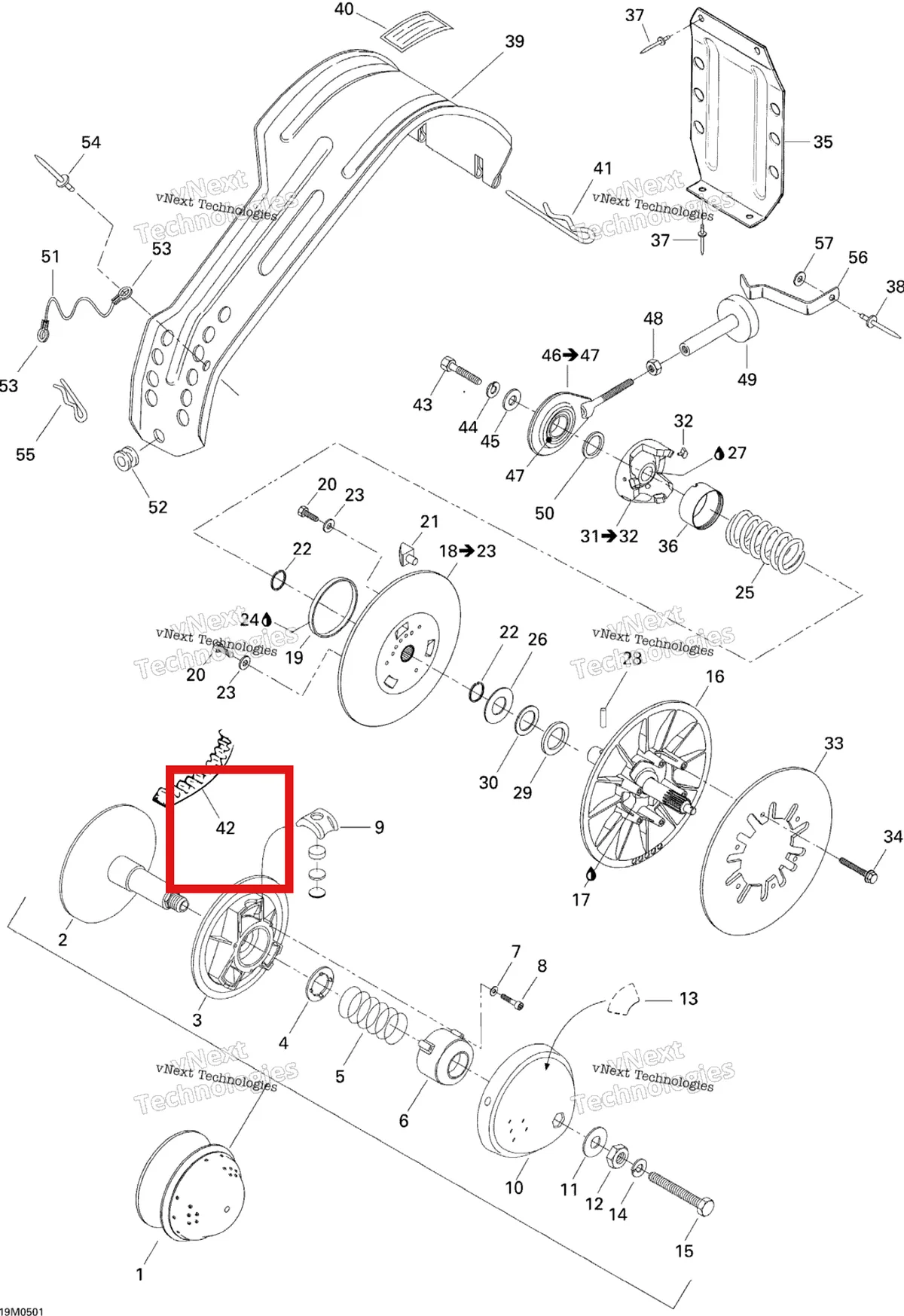 Деталь 414827600 на схеме узла 2005 Ski-Doo Tundra R Pulley System