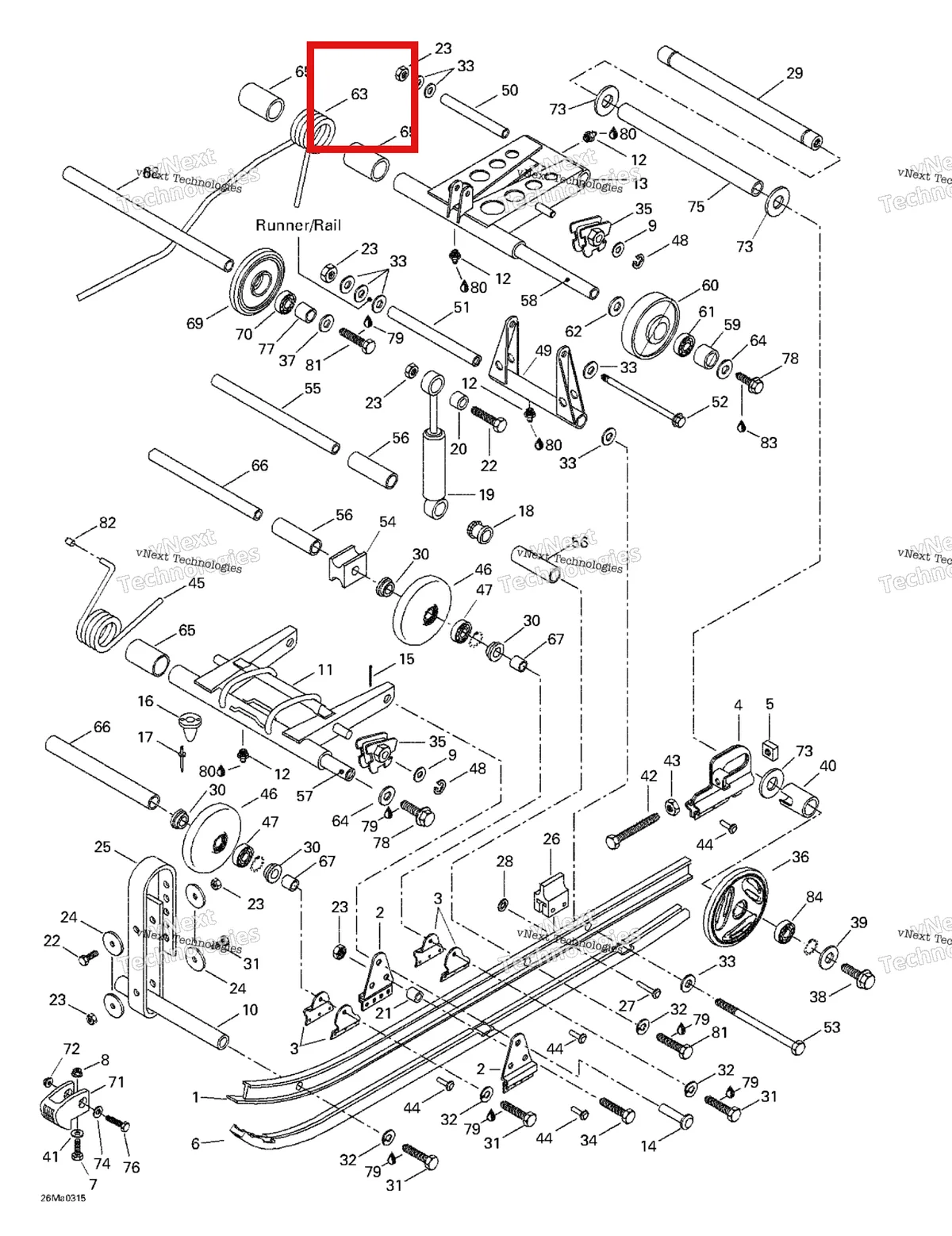 Деталь 414880200 на схеме узла 2003 Ski-Doo Tundra R Rear Suspension