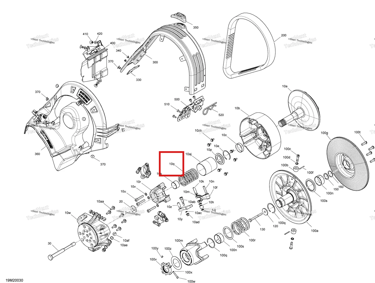 Деталь 414916300 на схеме узла 2020 Ski-Doo SUMMIT 600 CARB Pulley - System